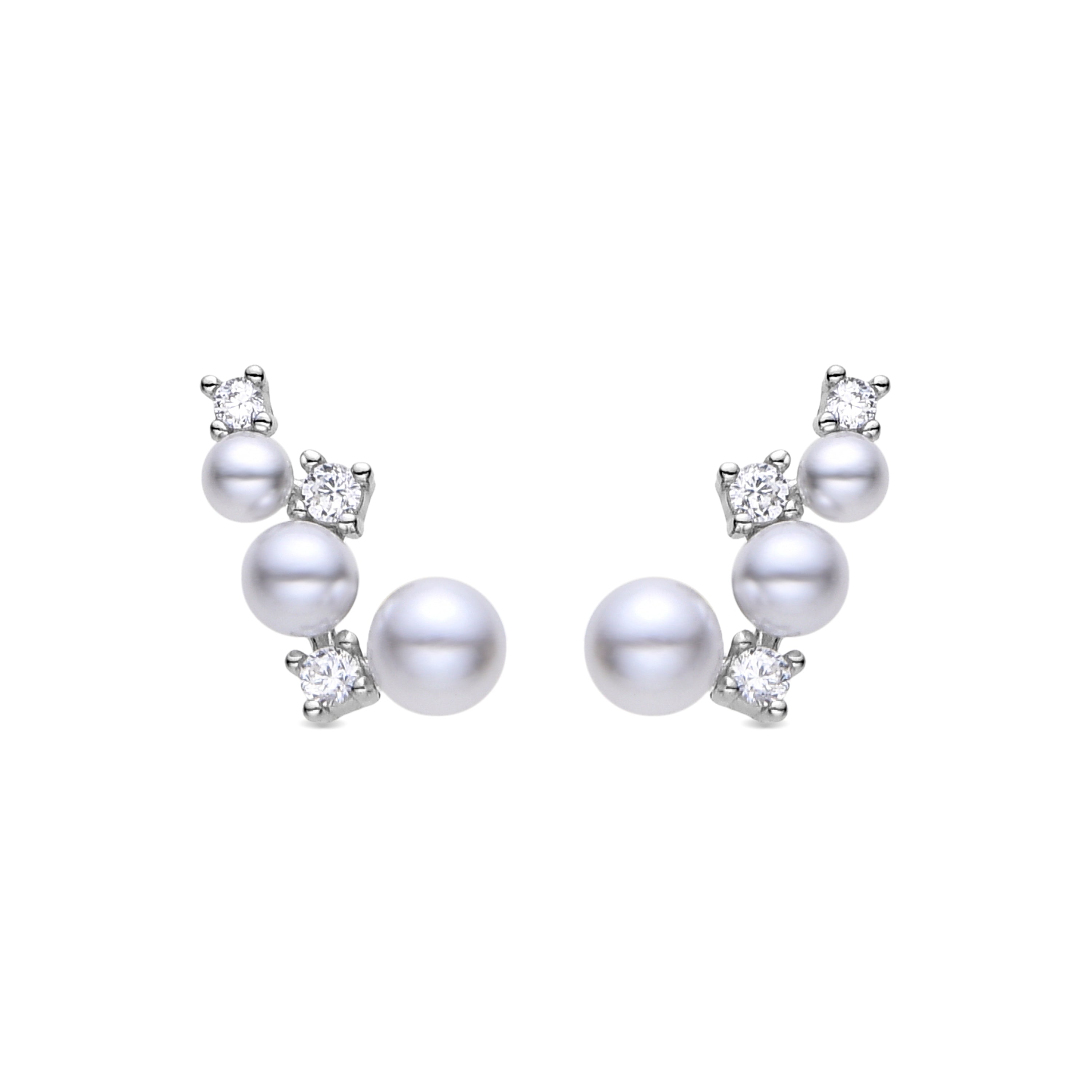 Orecchini in Argento Sterling 925 con Perla Bianca rifiniti in rodio - Linpi