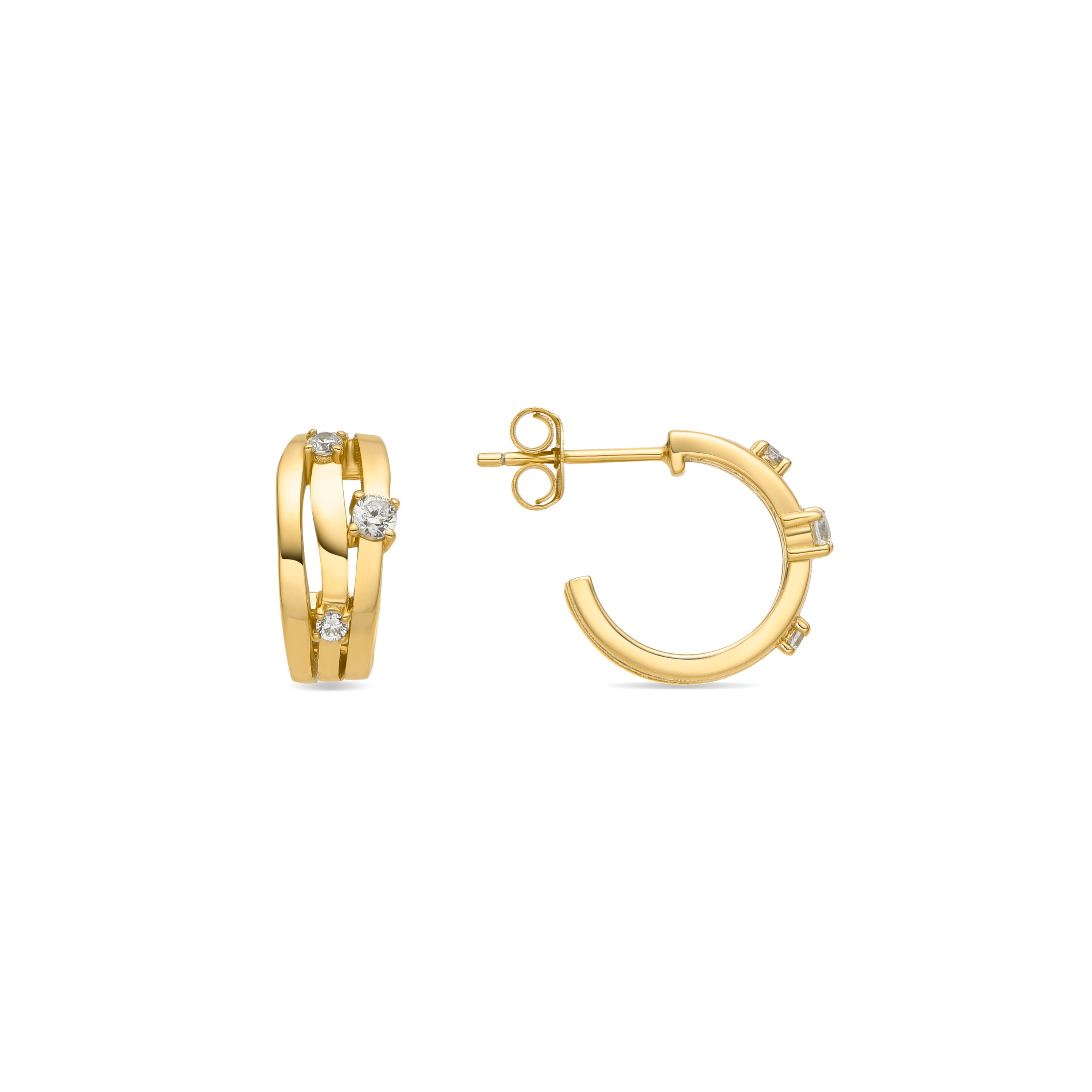 925 Sterling Silver Earrings with Brilliant Zirconia finished in 18k gold - Duvid