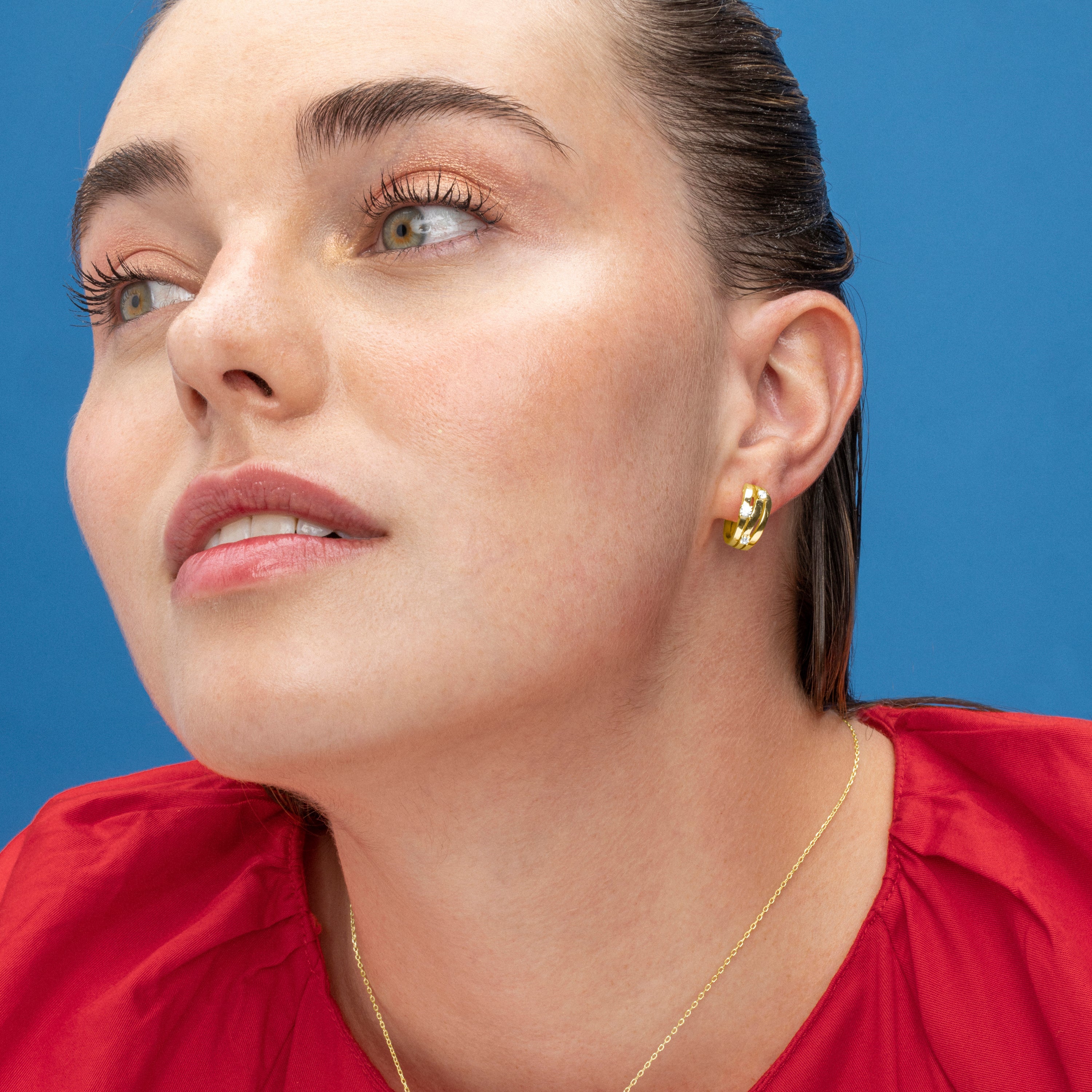Pendientes de Plata de Ley 925 y Circonita Brillante acabado oro 18k - Duvid
