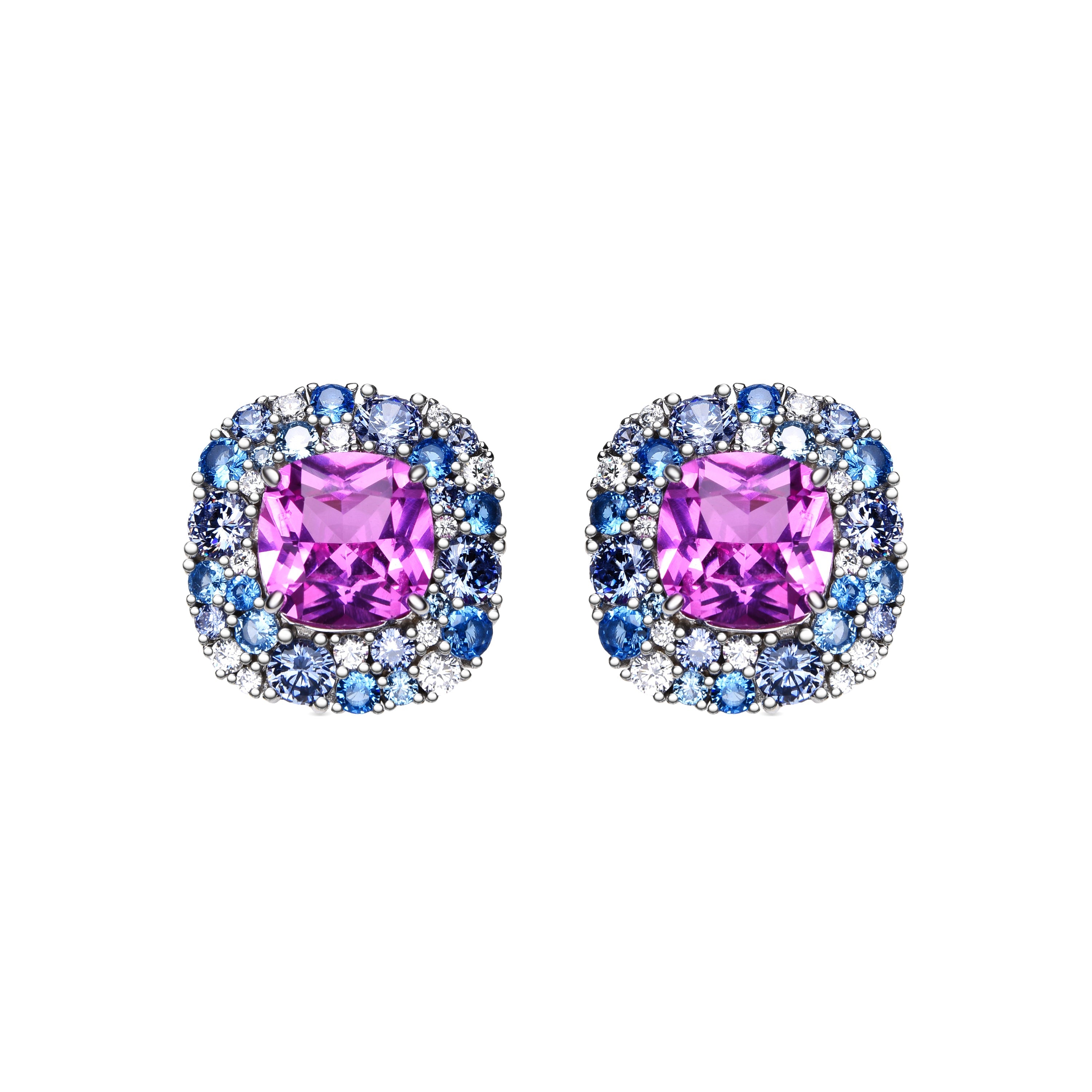 Orecchini in Argento Sterling 925 e Zirconia Multicolore con finitura in rodio - Uxre