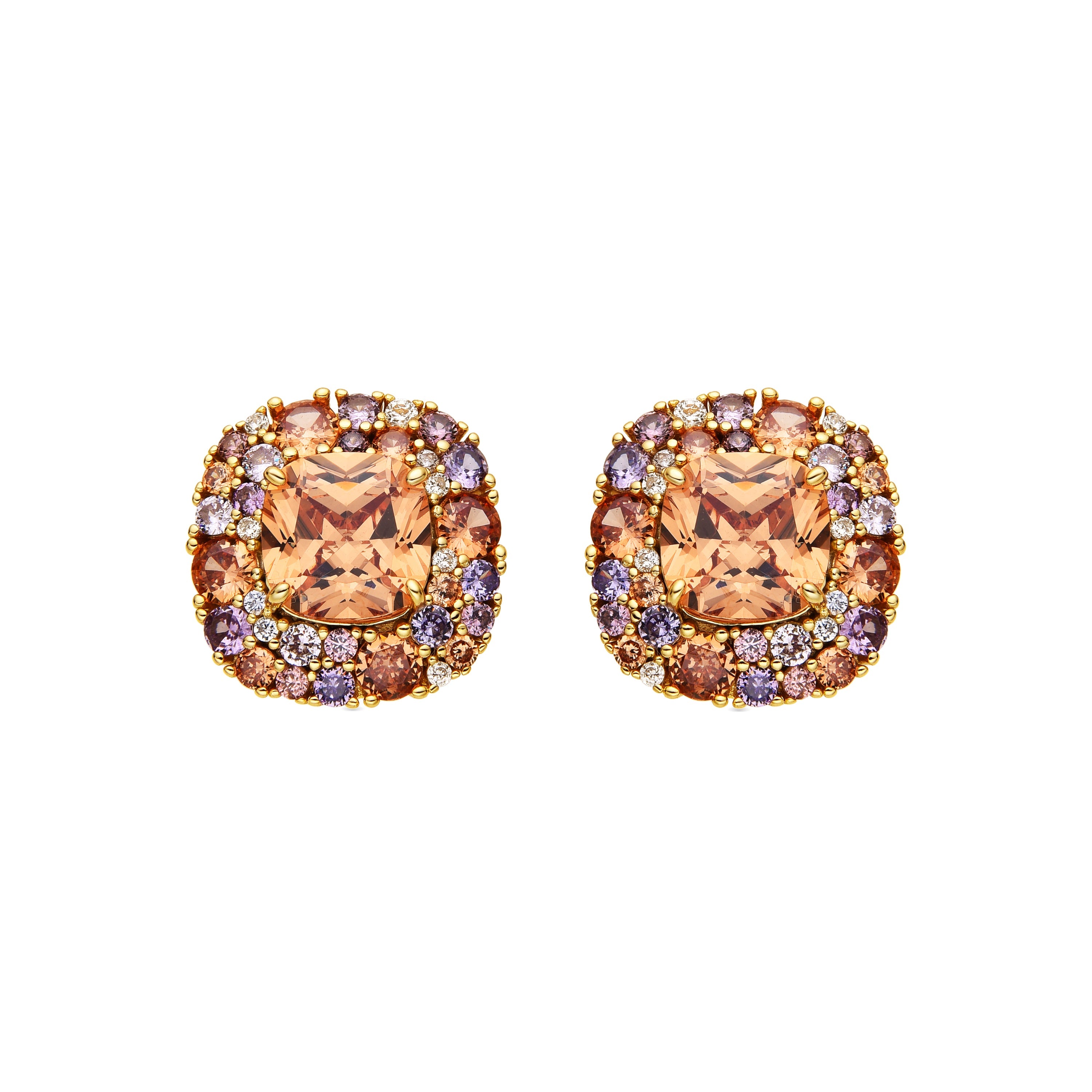 Orecchini in Argento Sterling 925 e Zirconia Multicolore finitura oro 18k - Uxre