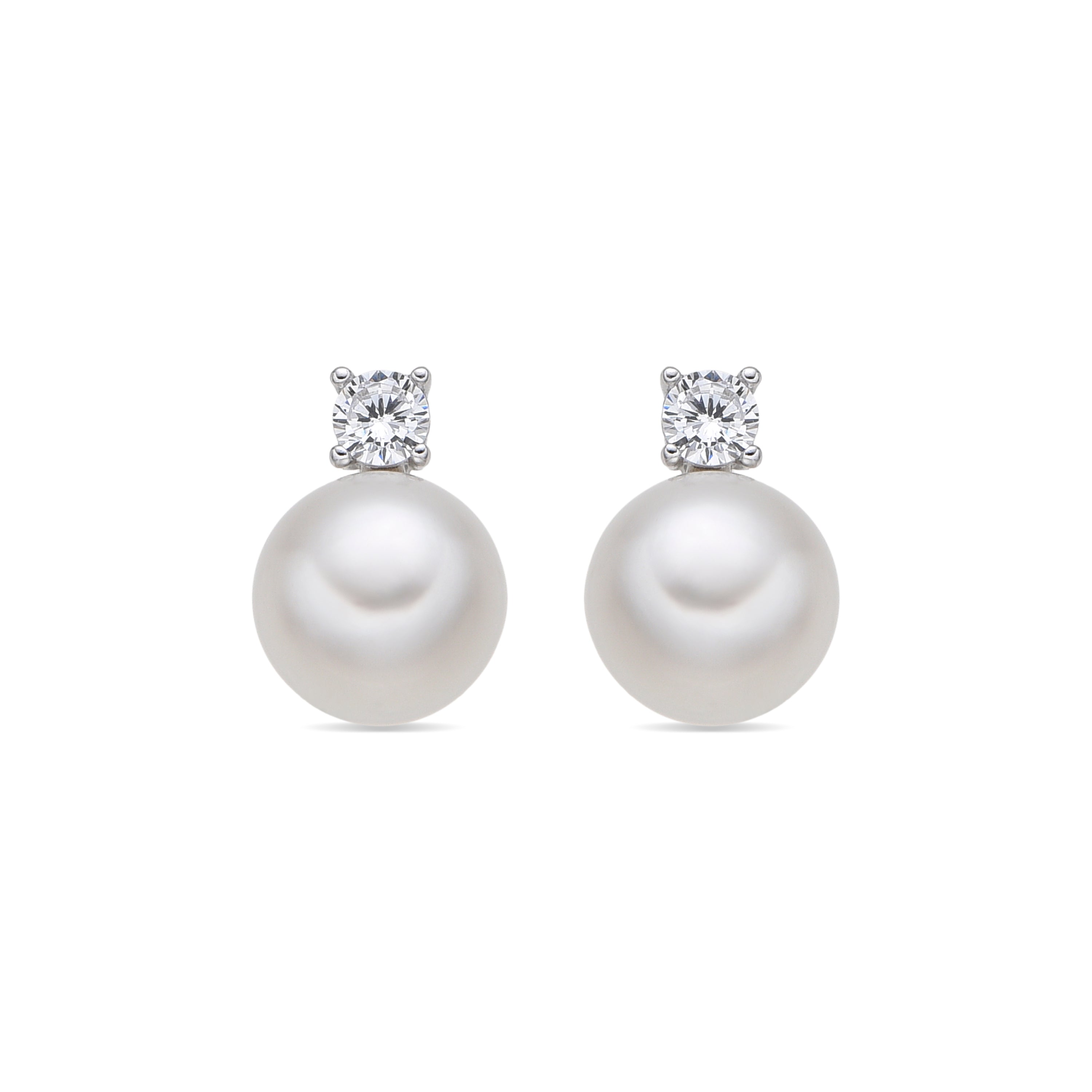 925 Sterling Silver Earrings with White Pearl and Rhodium Finish - Ablack