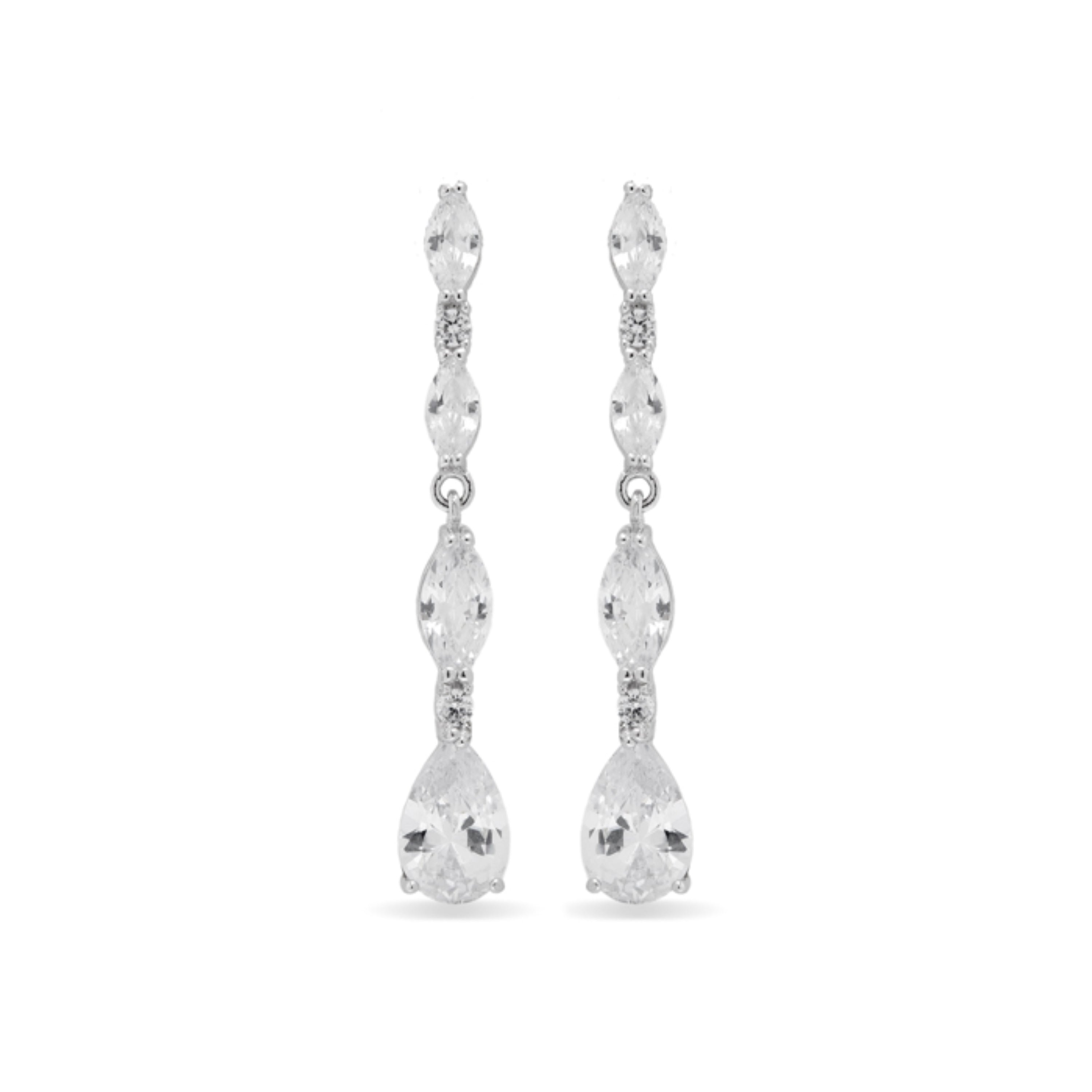 925 Sterling Silver Earrings with Brilliant Zirconia finished in Rhodium - Jibki