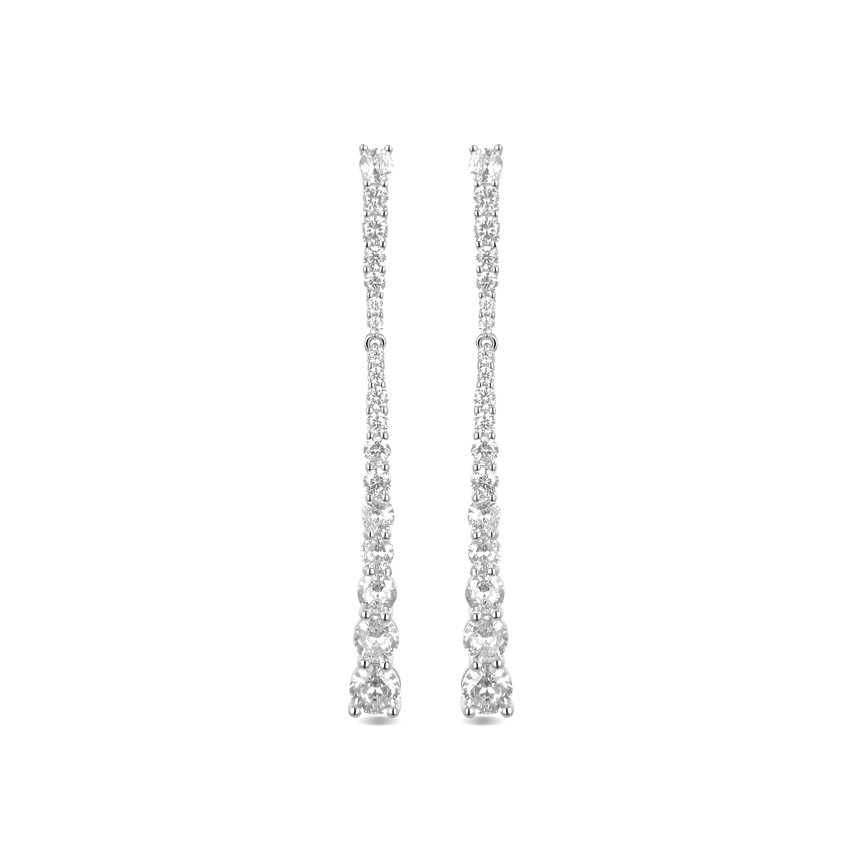 Orecchini in Argento Sterling 925 con Zirconia Cubica brillanti finiti in rodio - Chetman