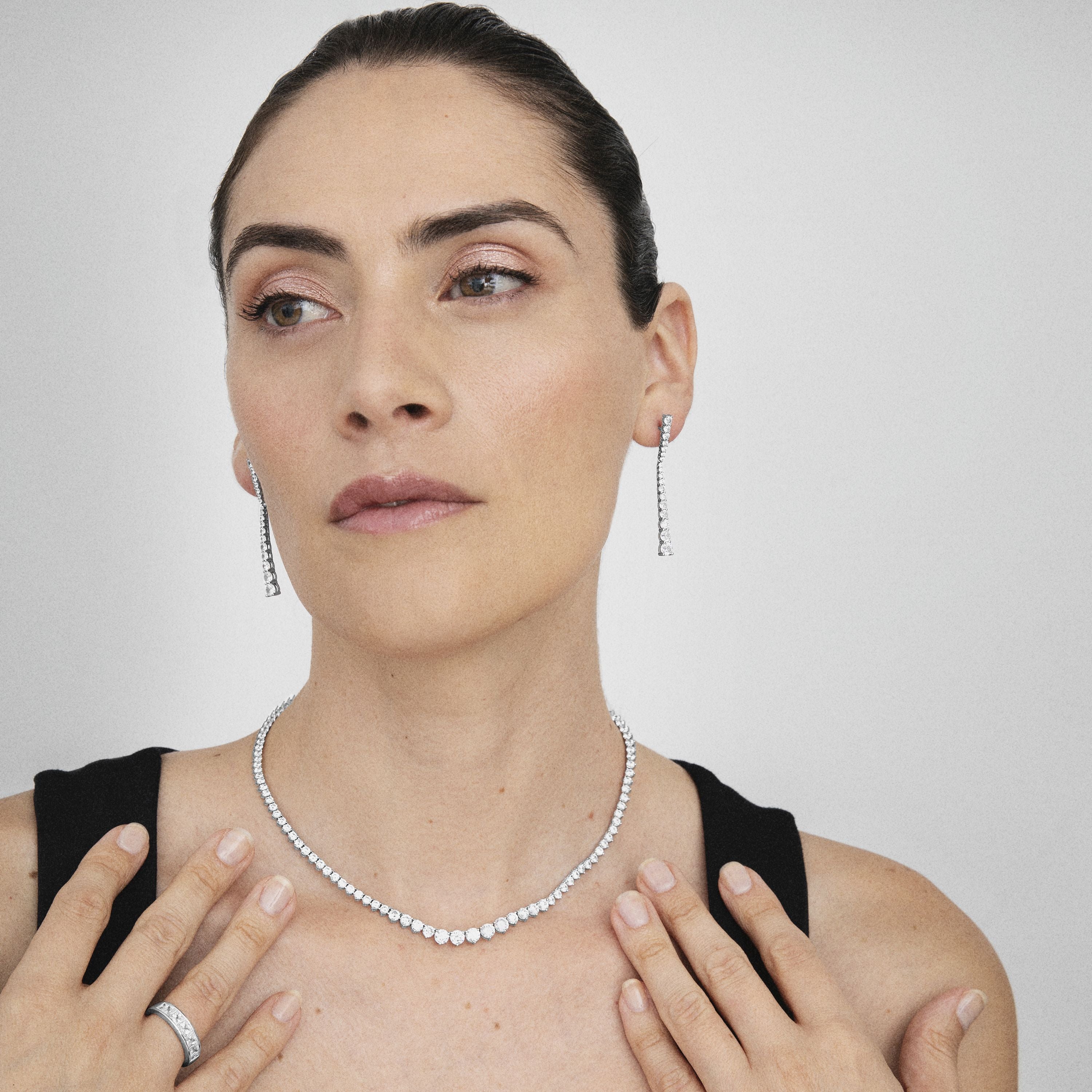 Orecchini in Argento Sterling 925 con Zirconia Cubica brillanti finiti in rodio - Chetman