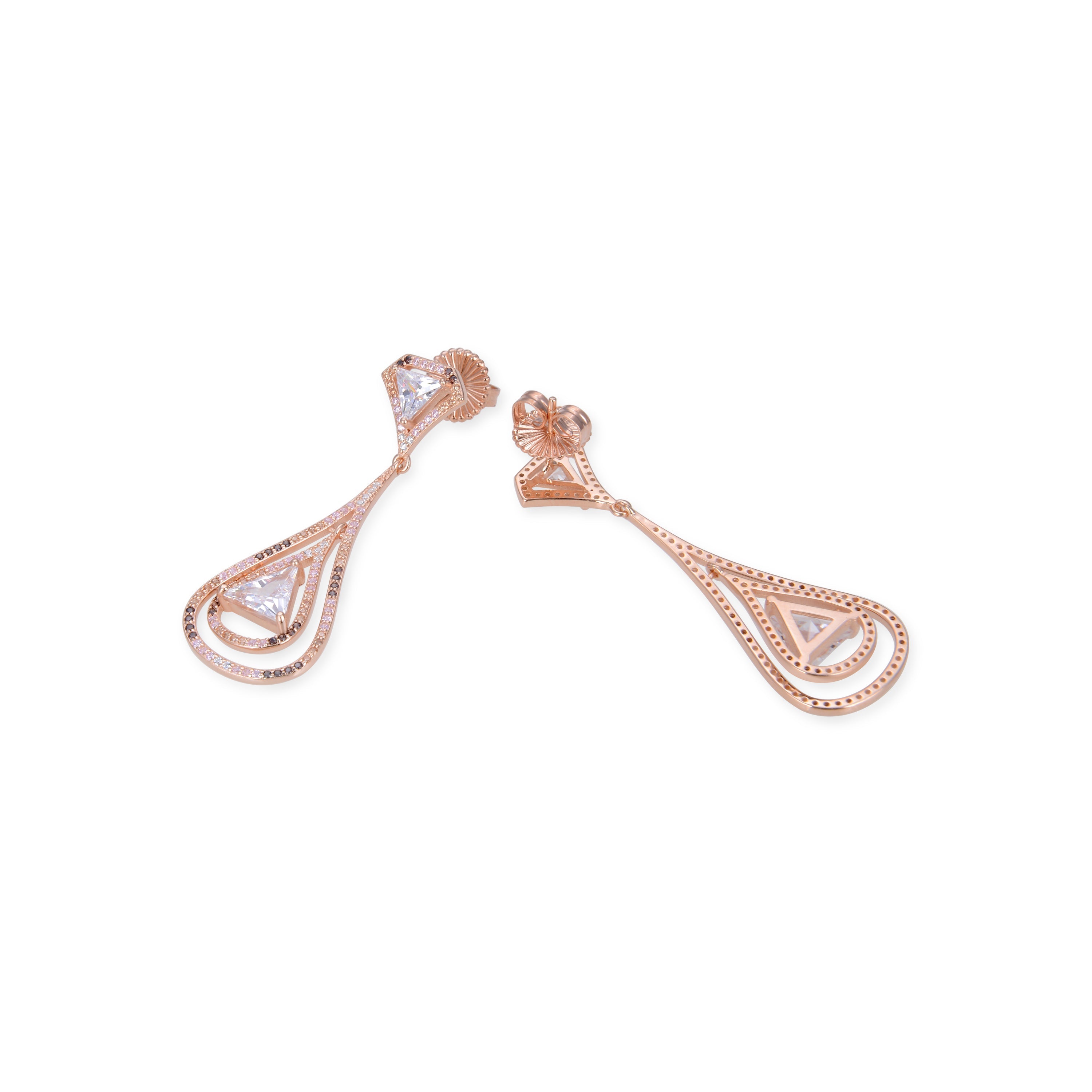 925 Sterling Zilveren Oorbellen met Roze Toermalijn Zirkonia, afgewerkt in 18K Roségoud - Helmcar