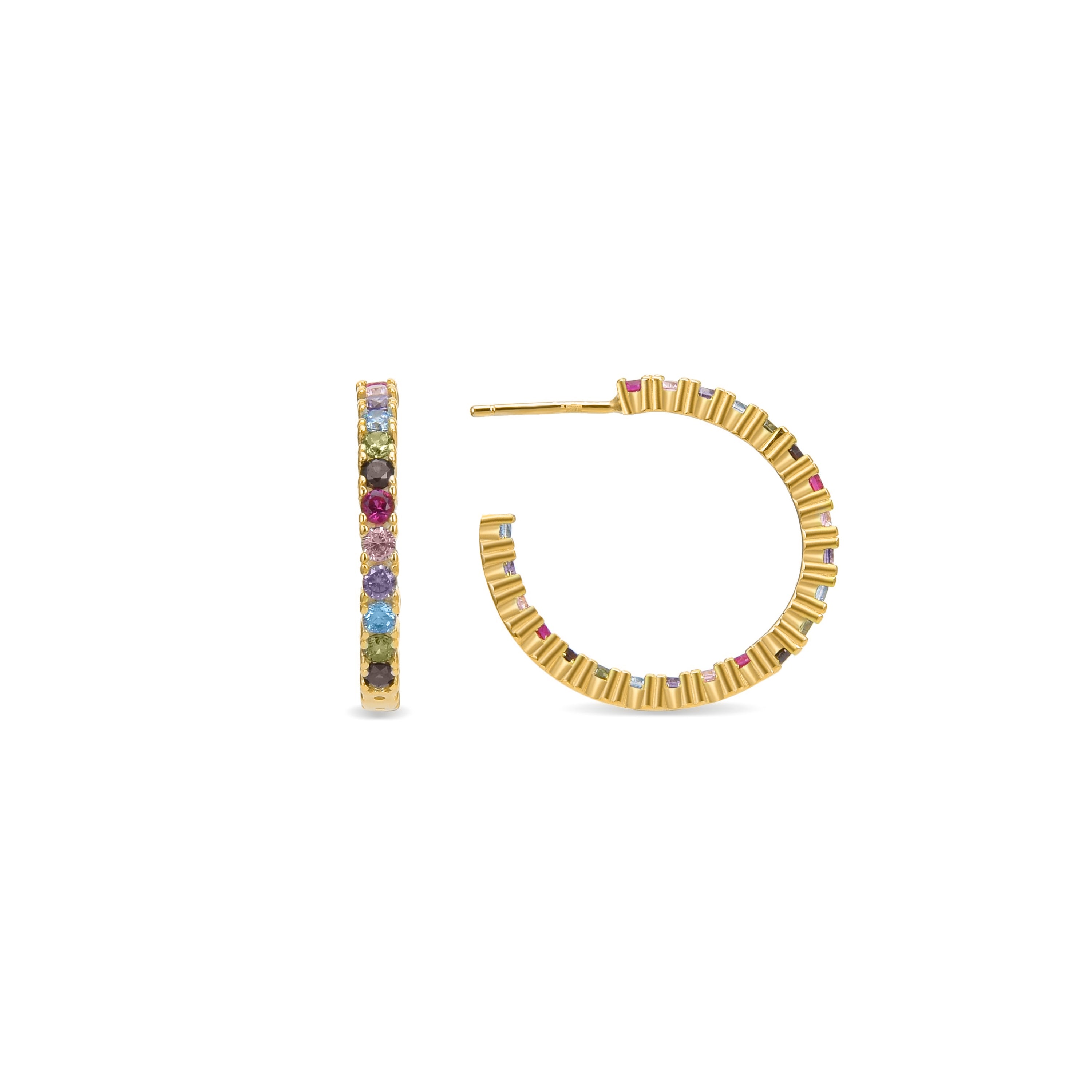 Orecchini in Argento Sterling 925 con Zirconia Multicolore finiti in oro giallo 18K - Vyamba