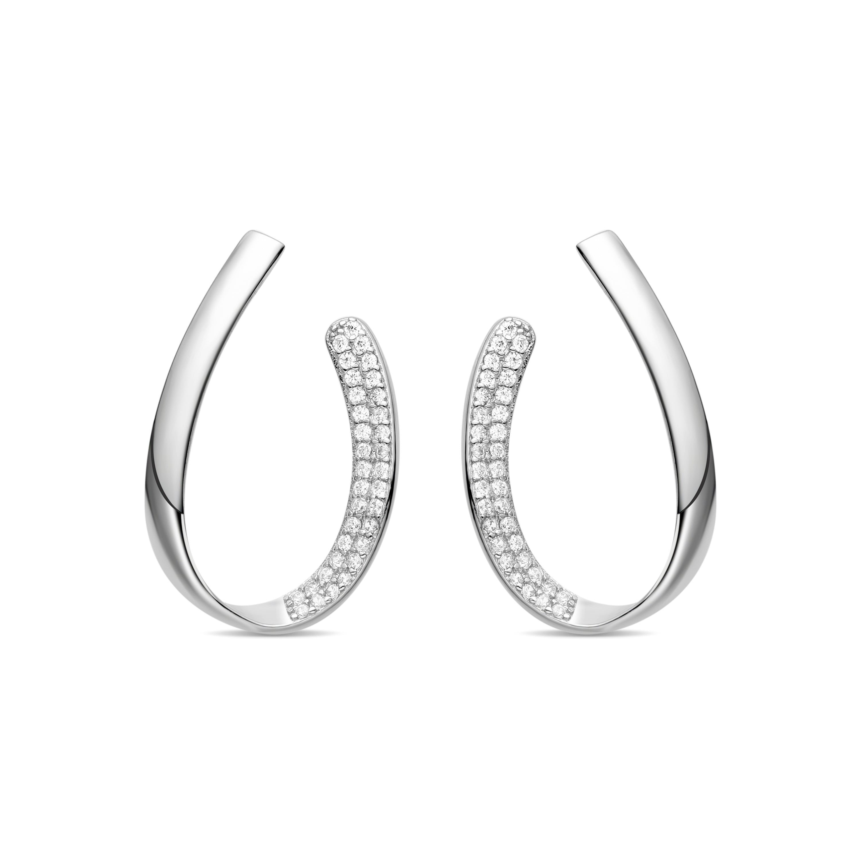 Orecchini in Argento Sterling 925 con Zirconia Brillante finiti in rodio - Omo