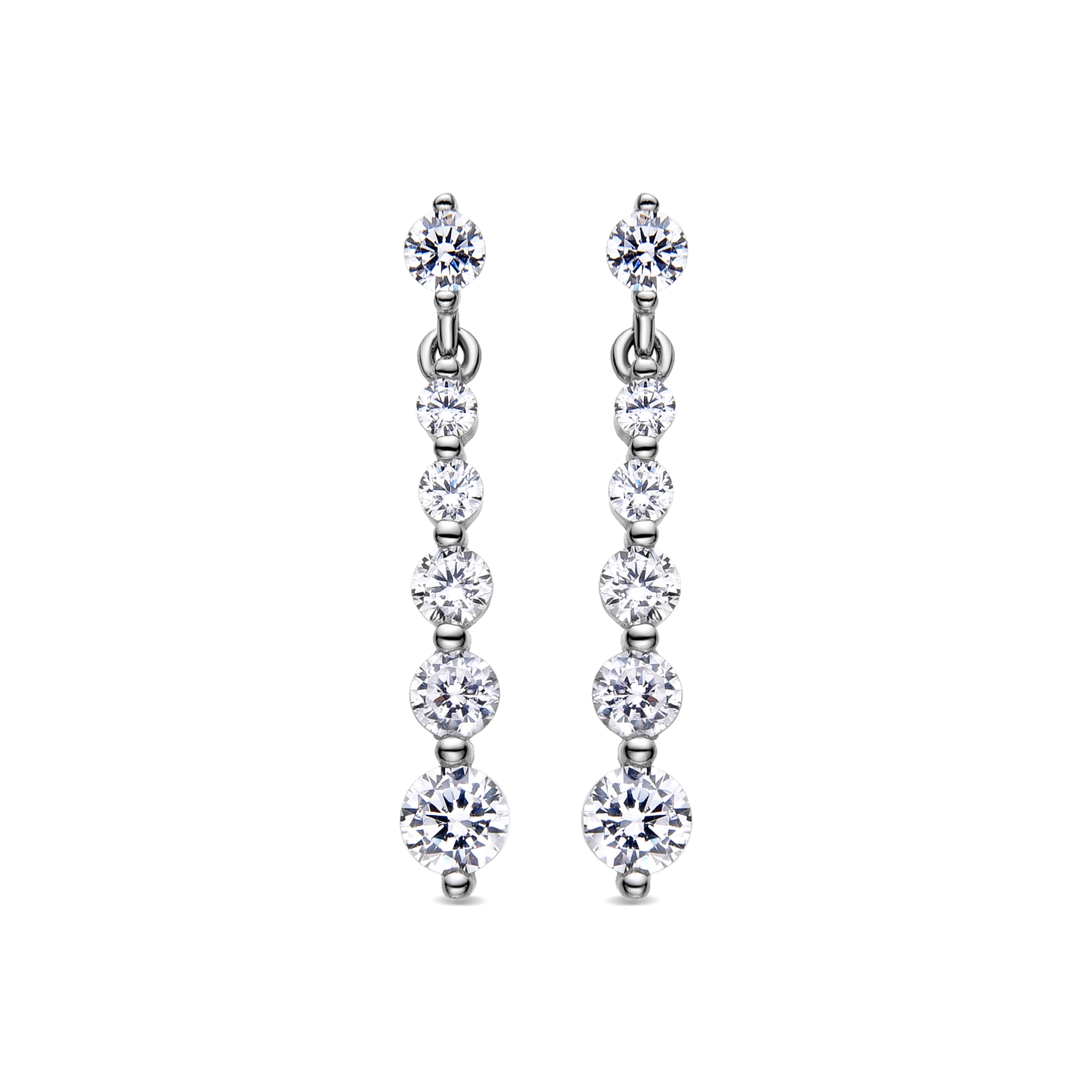 925 Sterling Silver Earrings with Brilliant Zirconia finished in Rhodium - Furhia