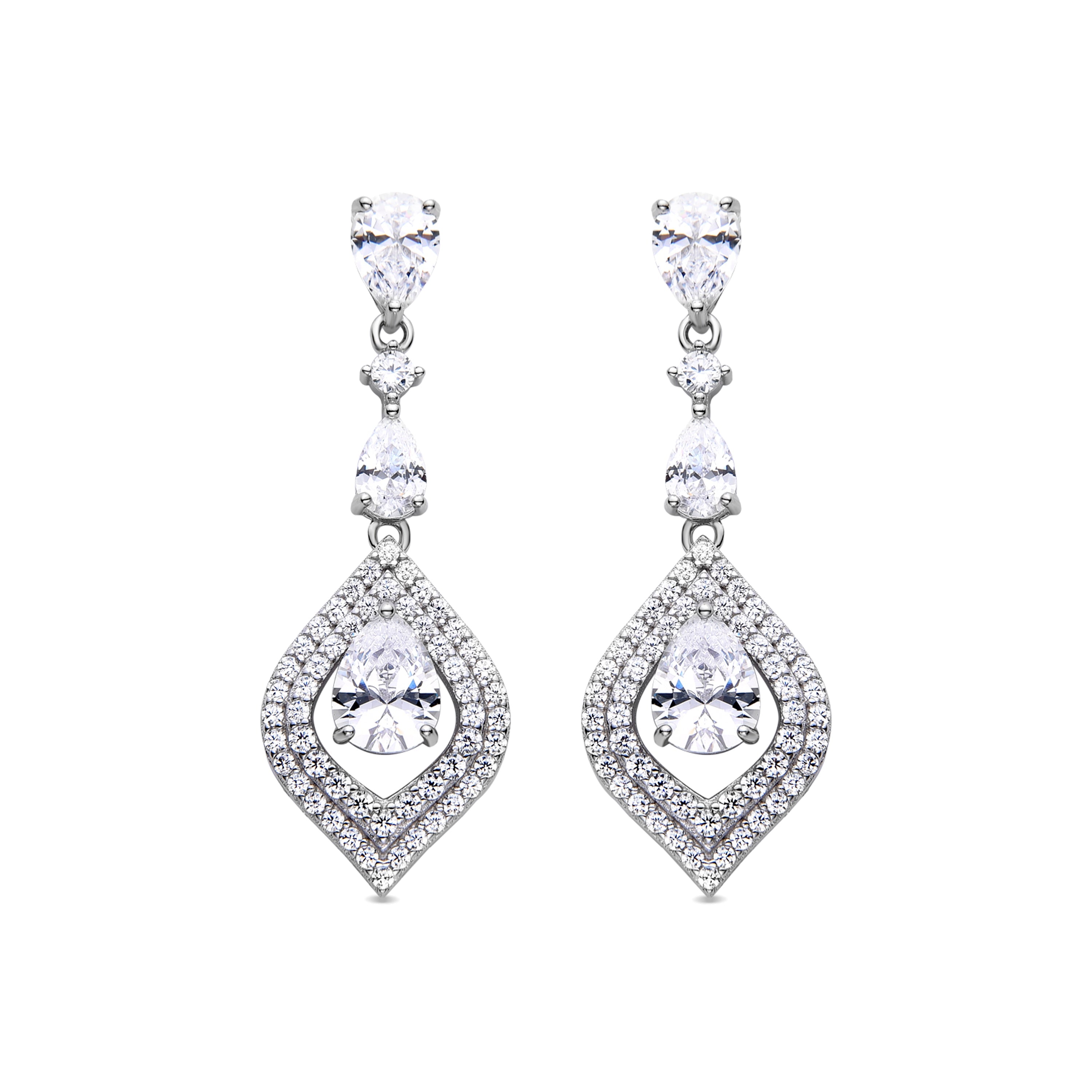 Orecchini in Argento Sterling 925 con Zirconia Brillante finiti in rodio - Erdi