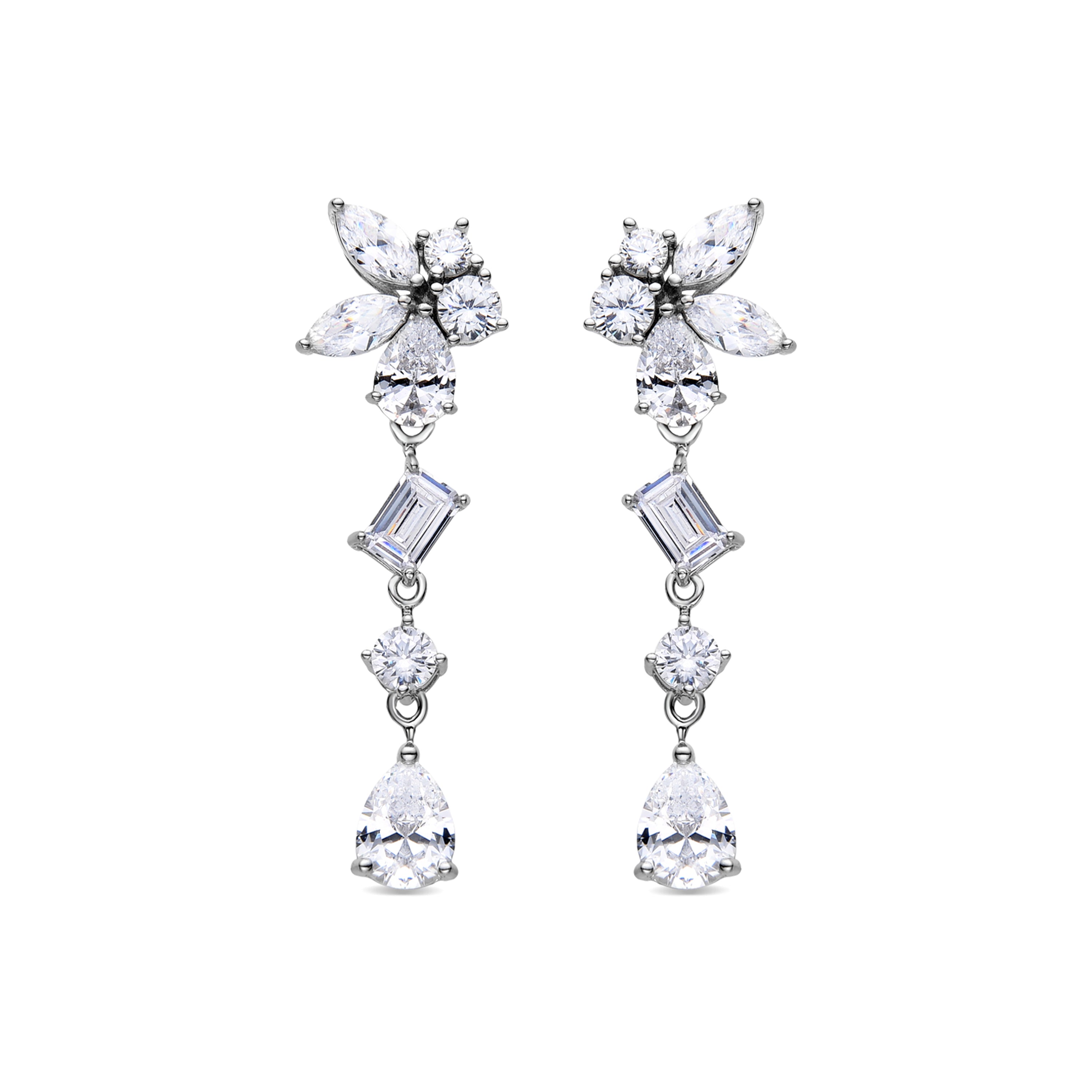 Orecchini in Argento Sterling 925 con Zirconia Cubica brillanti finiti in rodio - Neloc