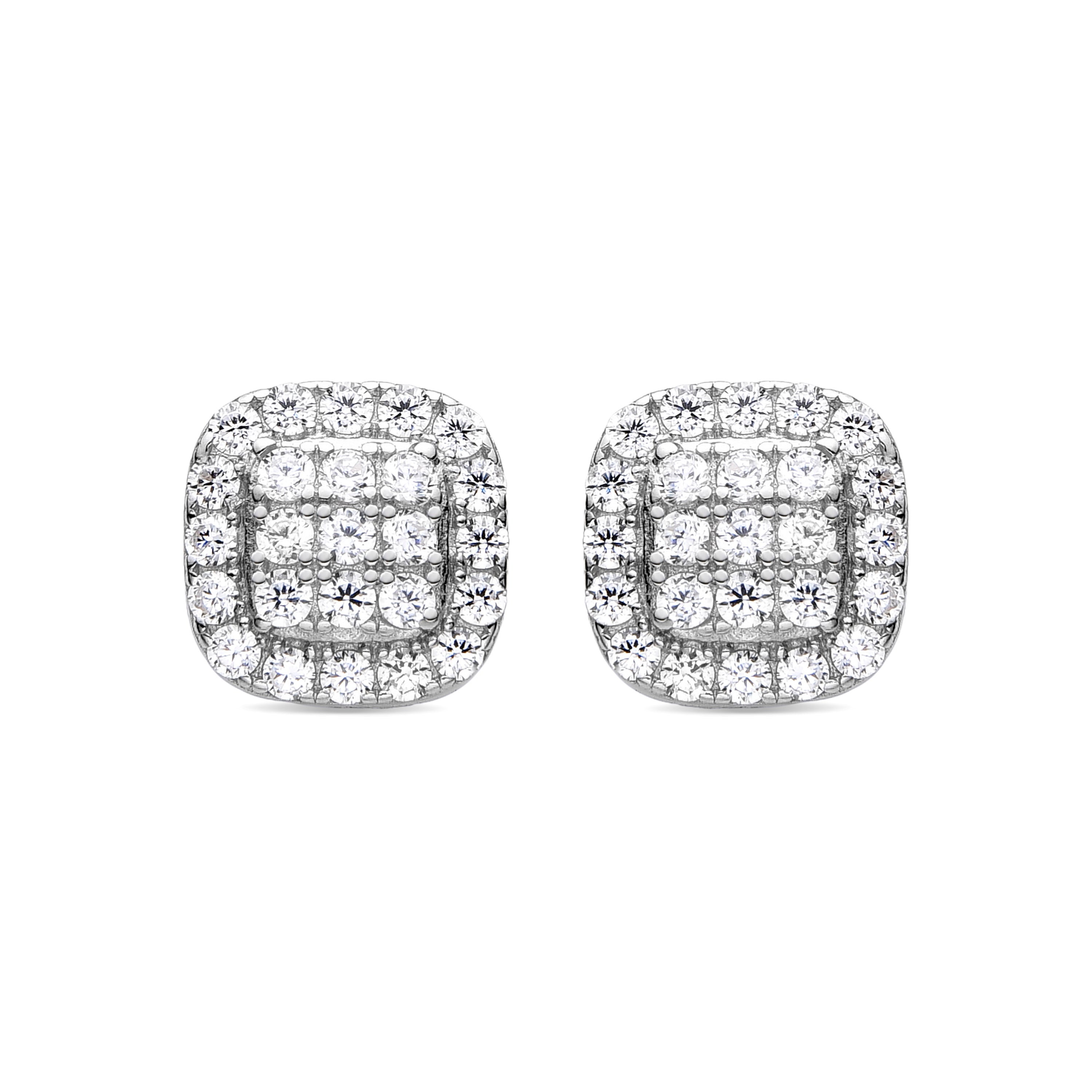 Orecchini in Argento Sterling 925 con Zirconia Brillante finiti in rodio - Ronka