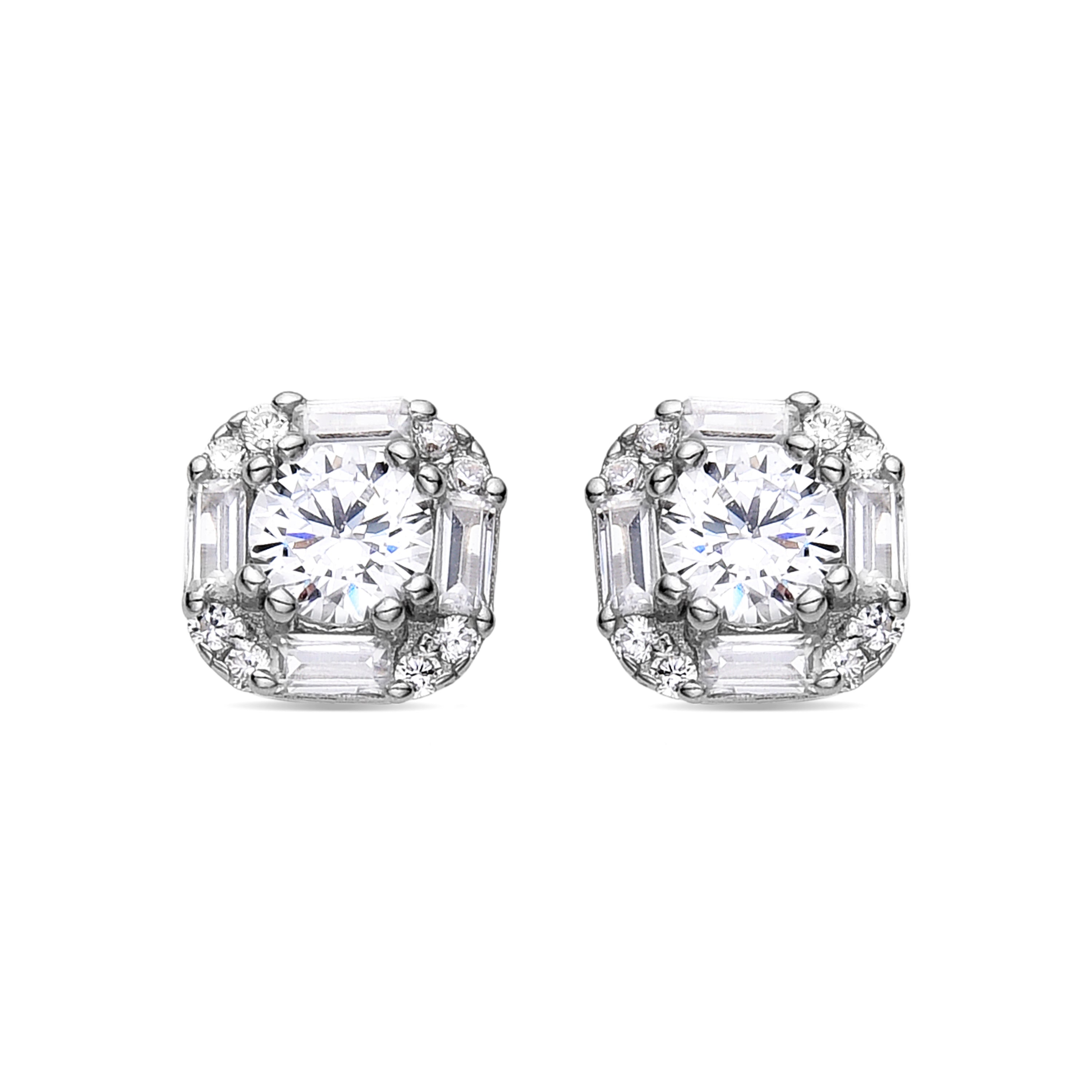 Orecchini in Argento Sterling 925 con Zirconia Cubica brillanti finiti in rodio - Dyadu