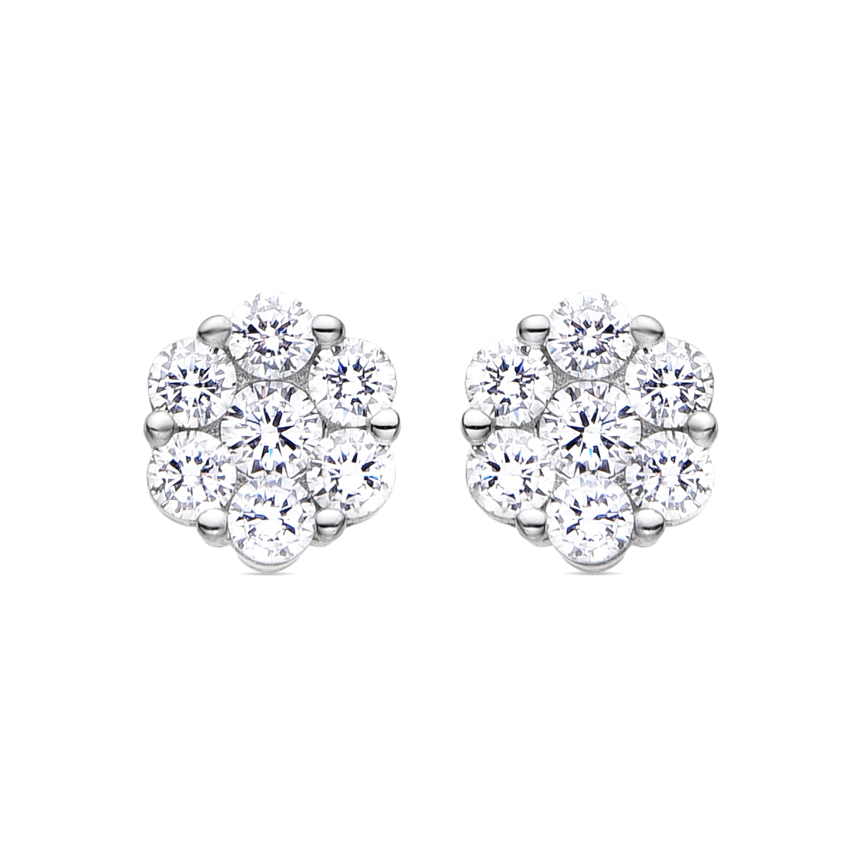 925 Sterling Silver Earrings with Brilliant Zirconia finished in Rhodium - Tsein