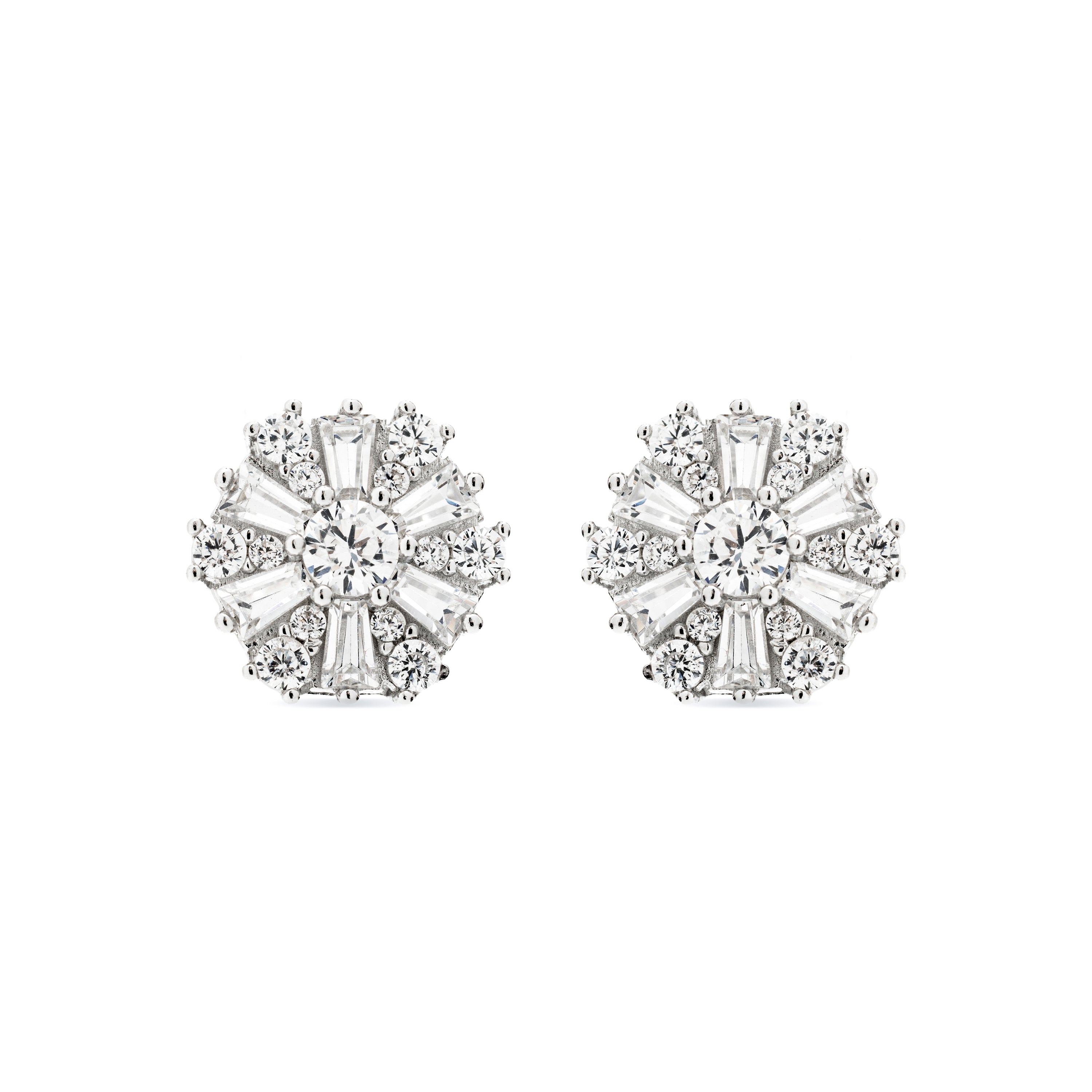 925 Sterling Silver Earrings with Brilliant Zirconia finished in Rhodium - Lorush