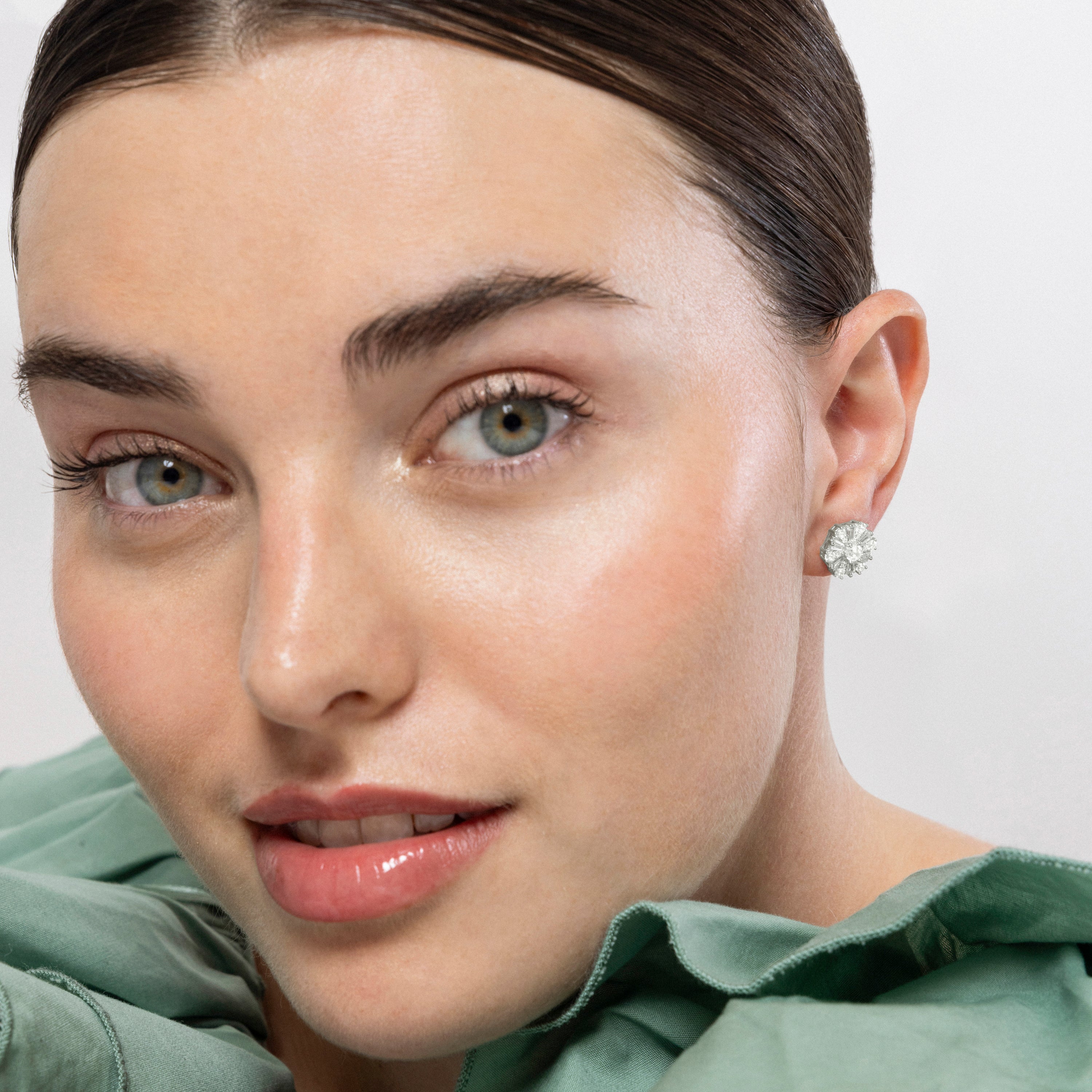 925 Sterling Silver Earrings with Brilliant Zirconia finished in Rhodium - Lorush