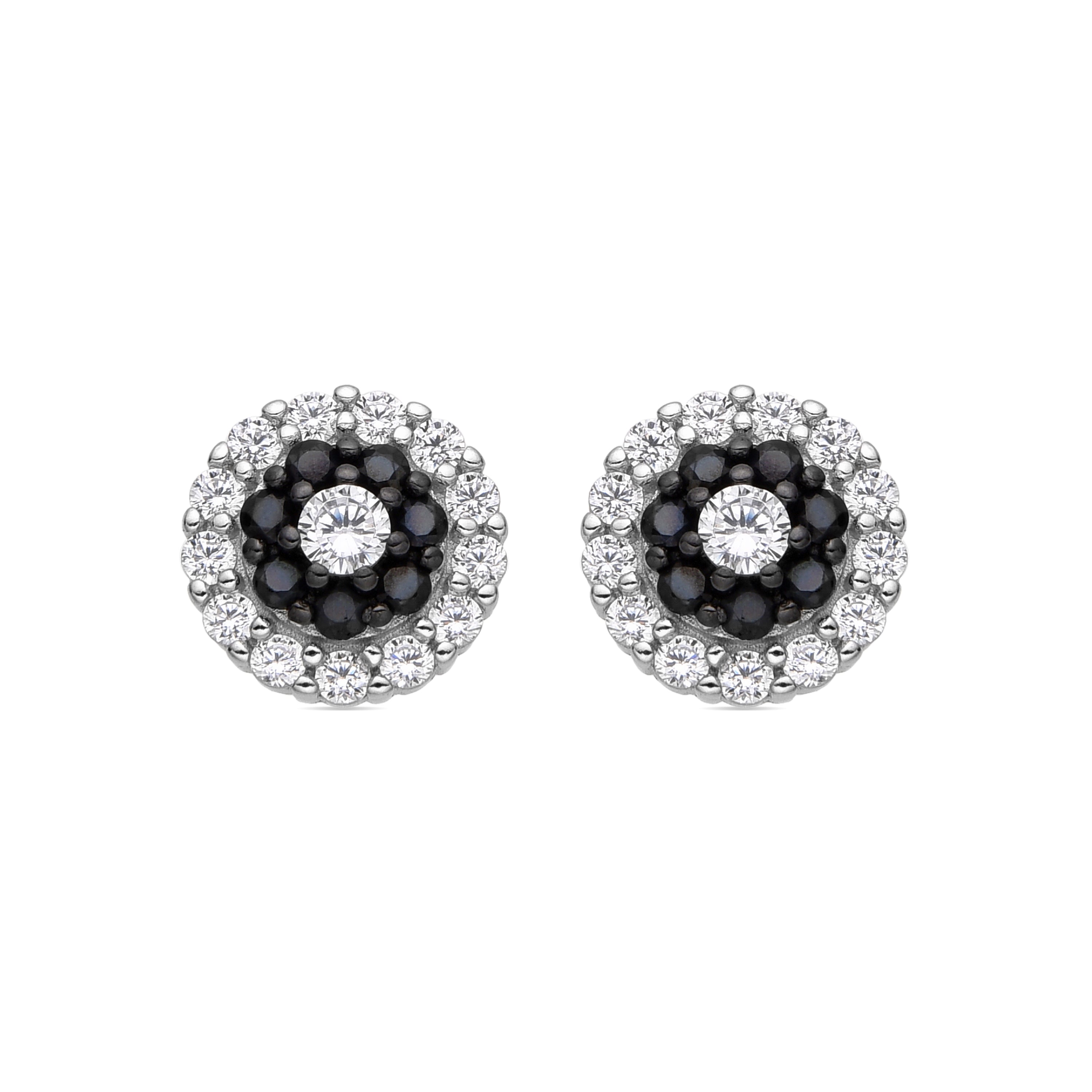 925 Sterling Silver Earrings with Onyx Zirconia finished in rhodium - Ziadri