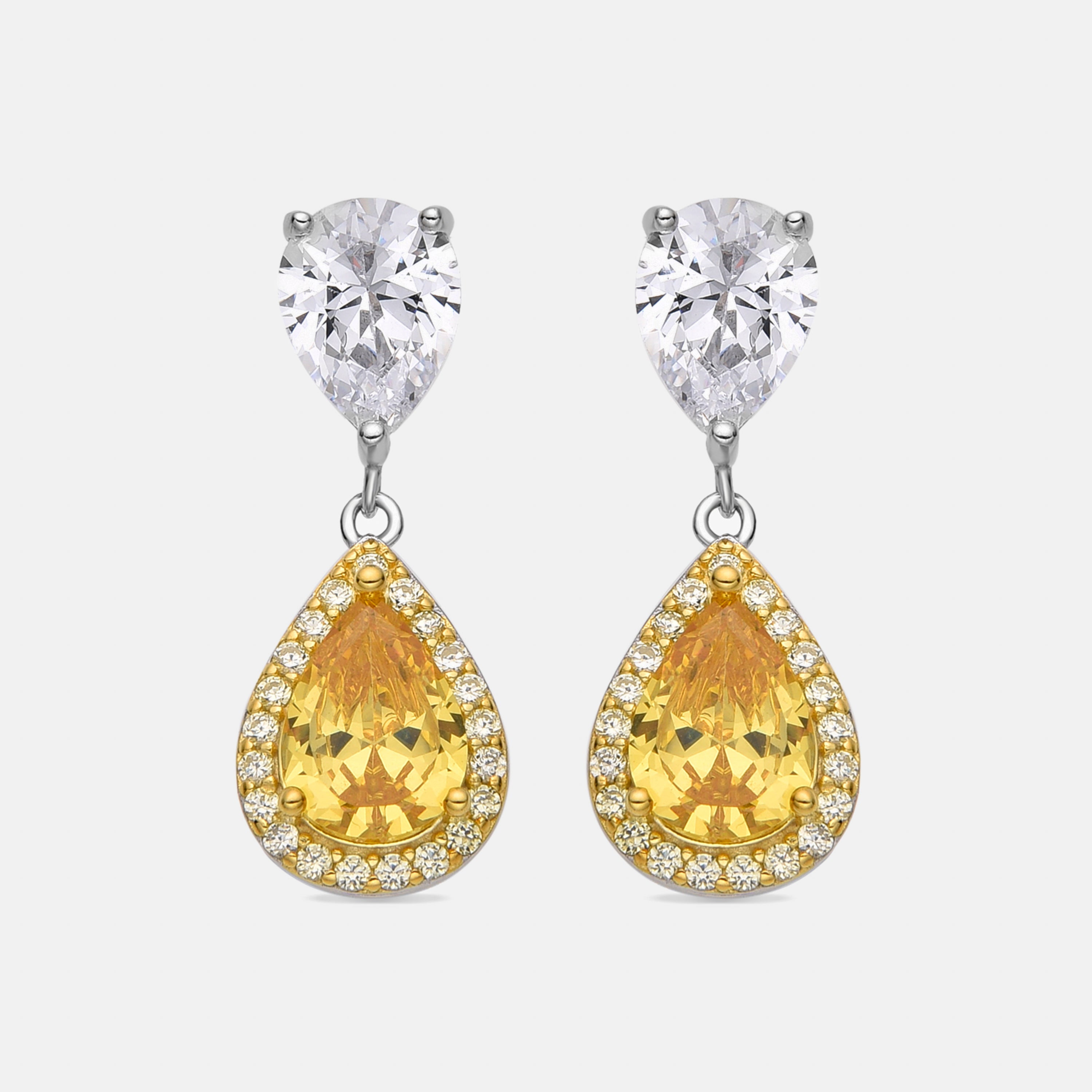 Pendientes de Plata de Ley 925 y Padparadscha acabado en rodio - Norax