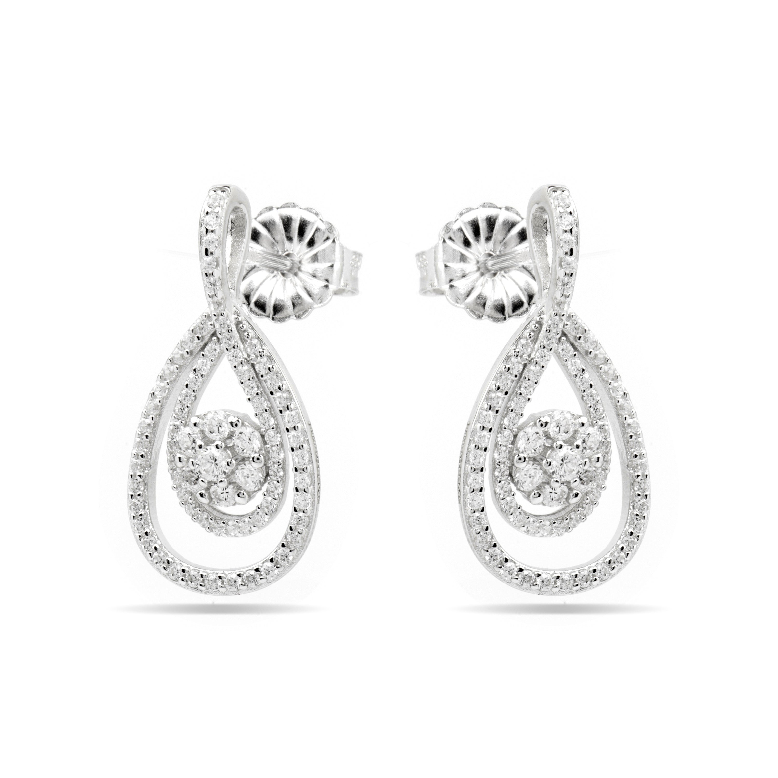 Boucles d'oreilles en argent sterling 925 et zircon brillant finition rhodium - Isloth