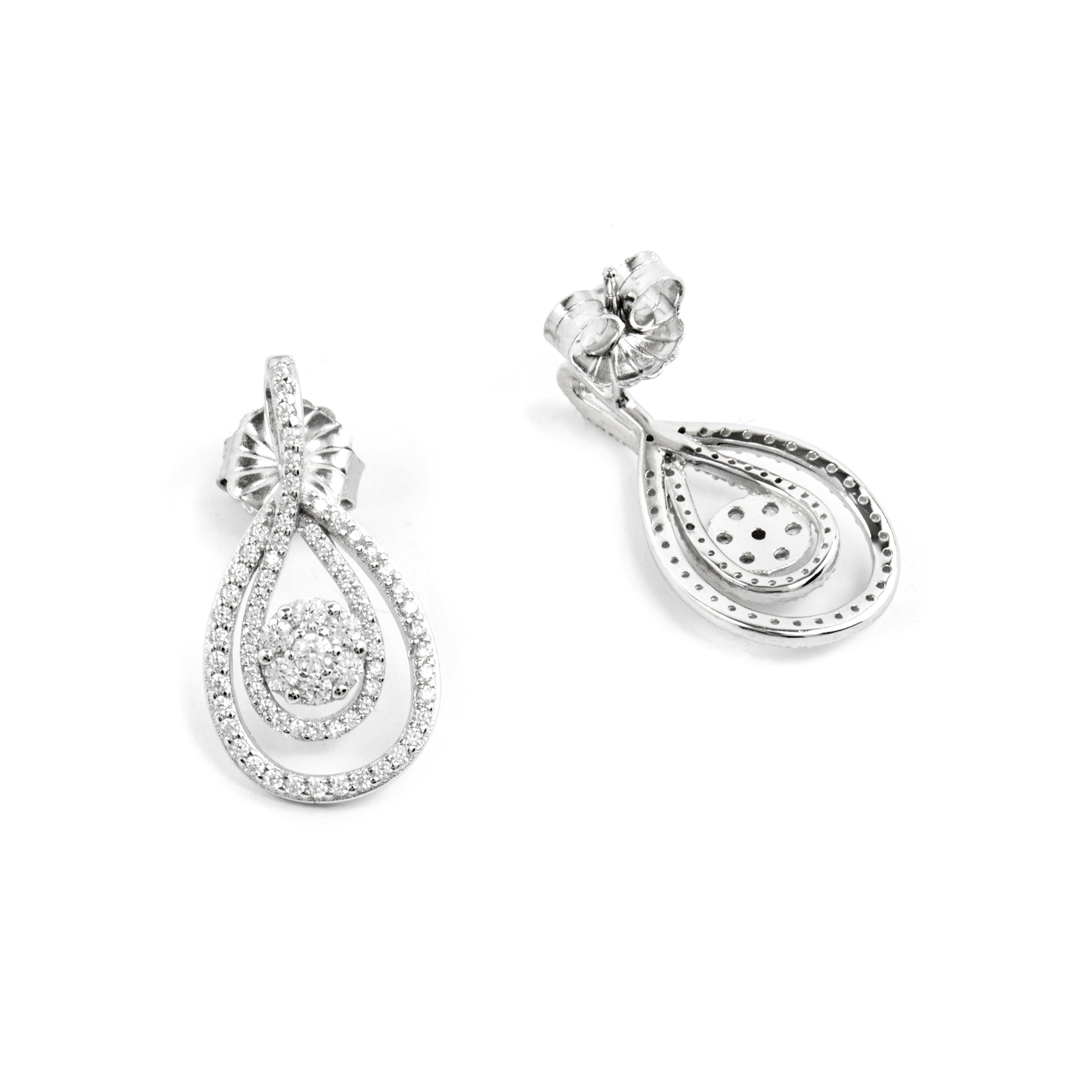 Boucles d'oreilles en argent sterling 925 et zircon brillant finition rhodium - Isloth