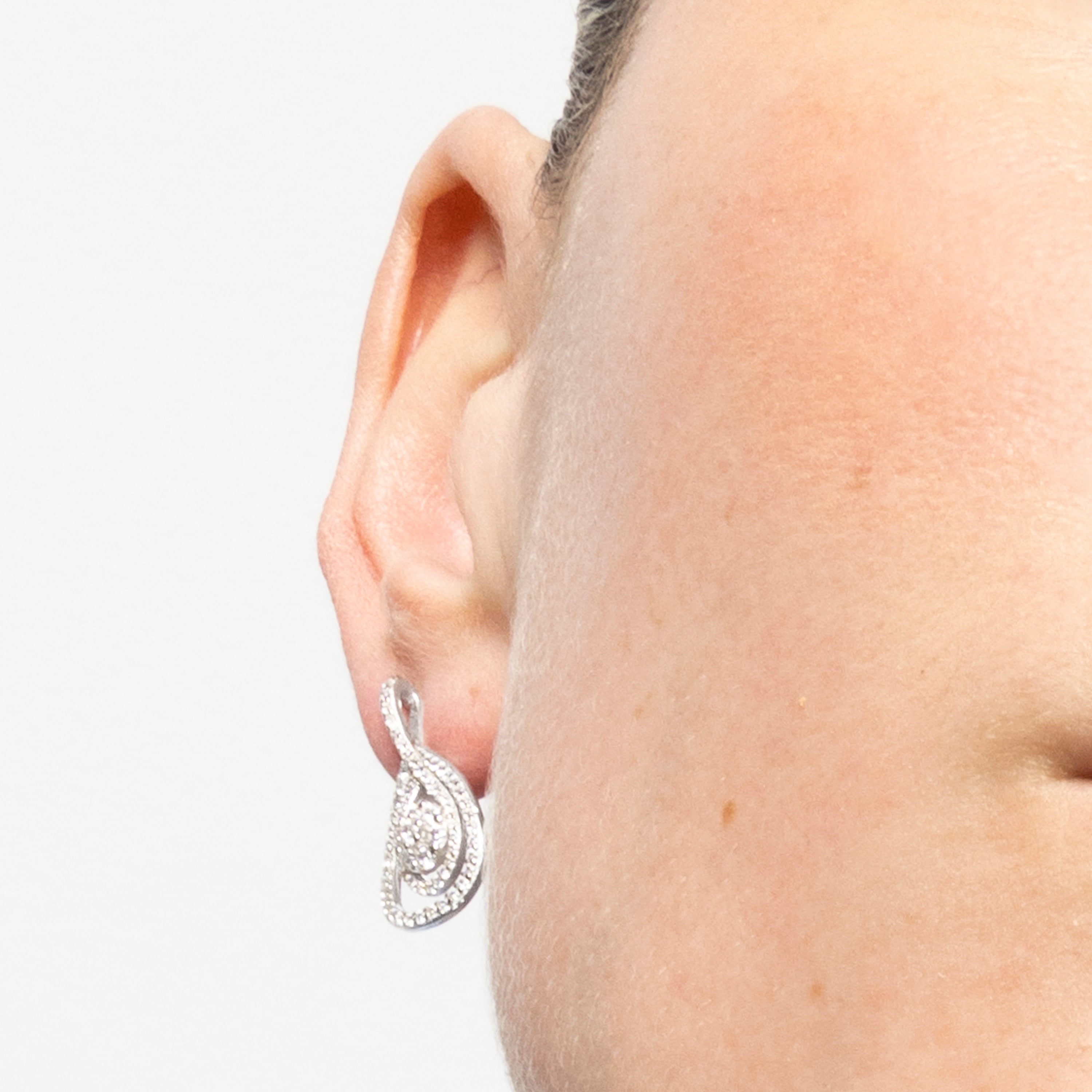 Boucles d'oreilles en argent sterling 925 et zircon brillant finition rhodium - Isloth