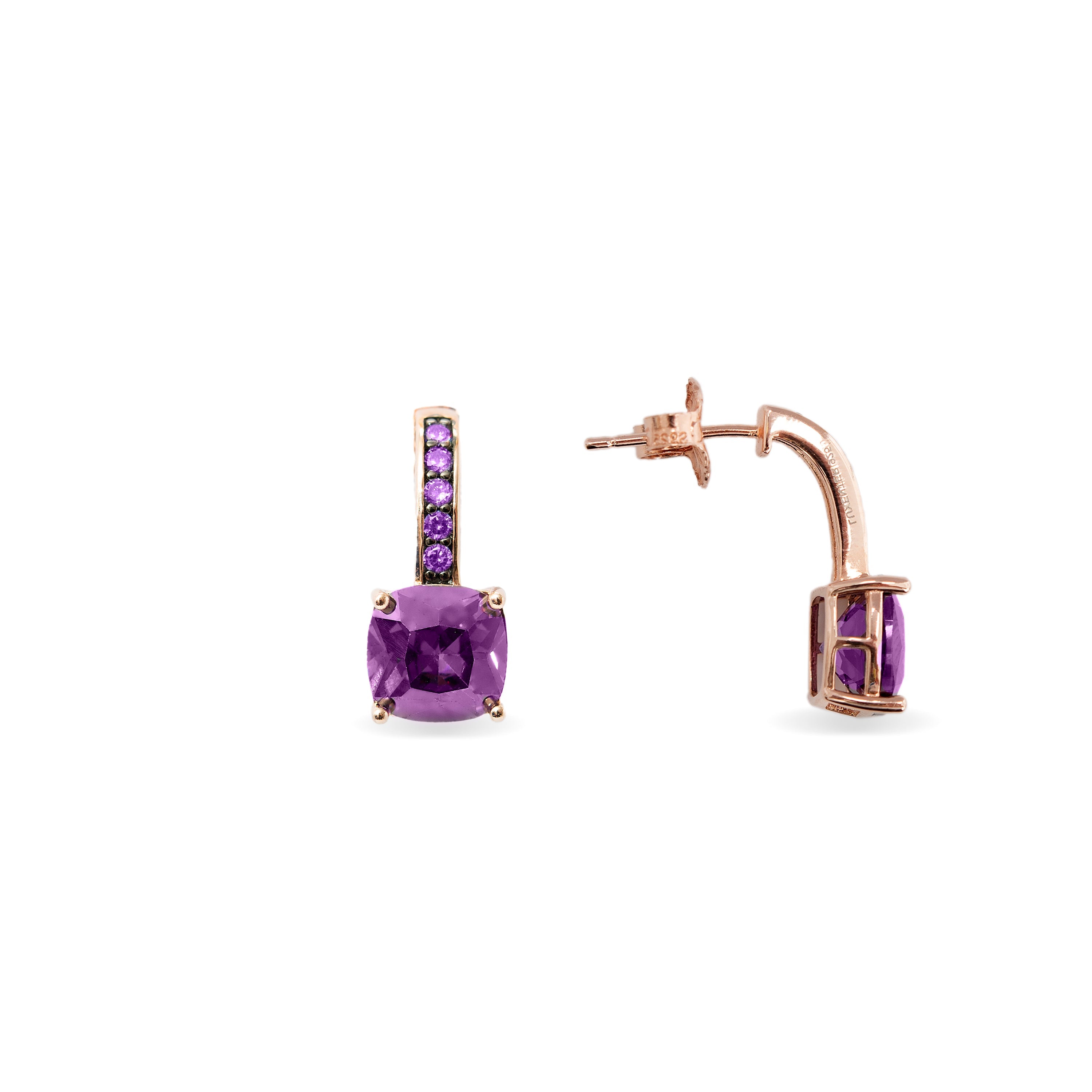 925er Sterlingsilber Ohrringe mit Morganit-Zirkonia, vergoldet mit 18K Roségold - Xephass