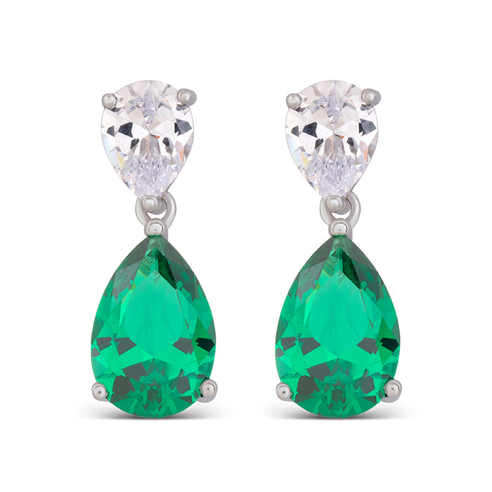 Orecchini in Argento Sterling 925 con Zirconia Verde finiti in rodio - Chenwa