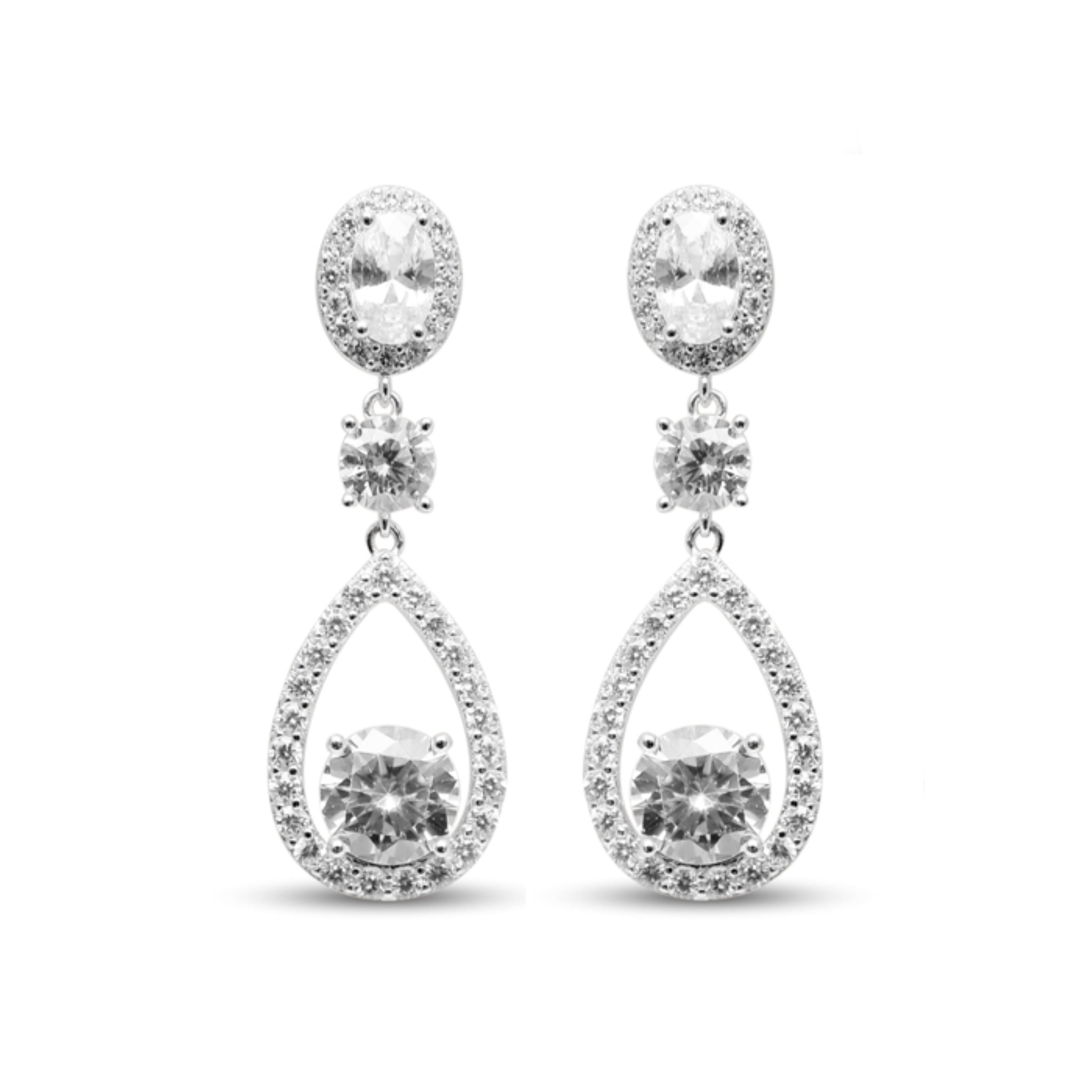 Pendientes de Plata de Ley 925 con Circonita Brillante acabados en rodio - Pane