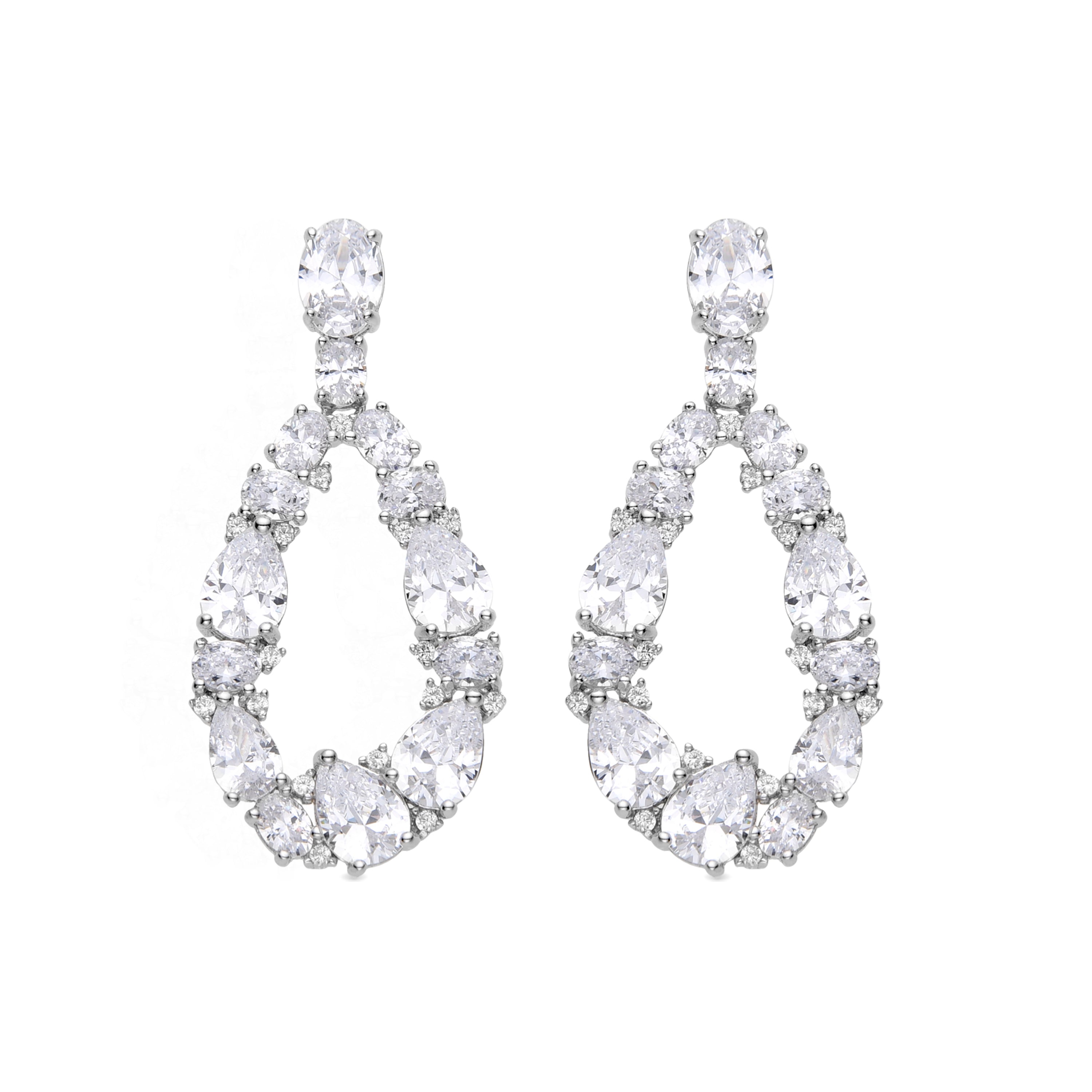 925 Sterling Silver Earrings with Brilliant Zirconia finished in rhodium - Madne