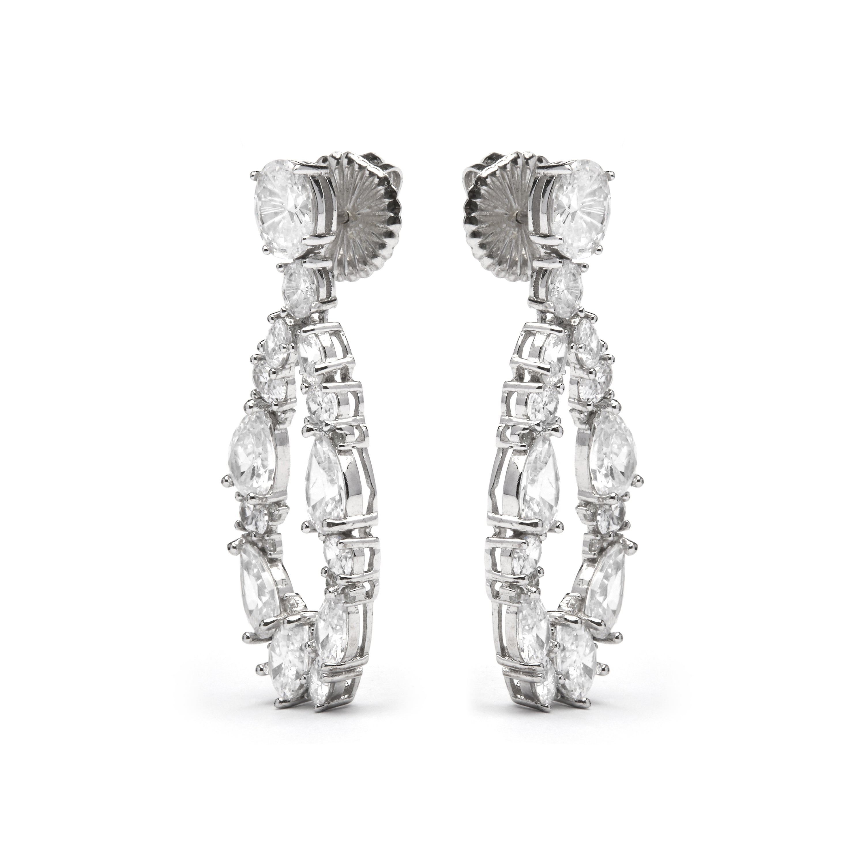 925 Sterling Silver Earrings with Brilliant Zirconia finished in rhodium - Madne