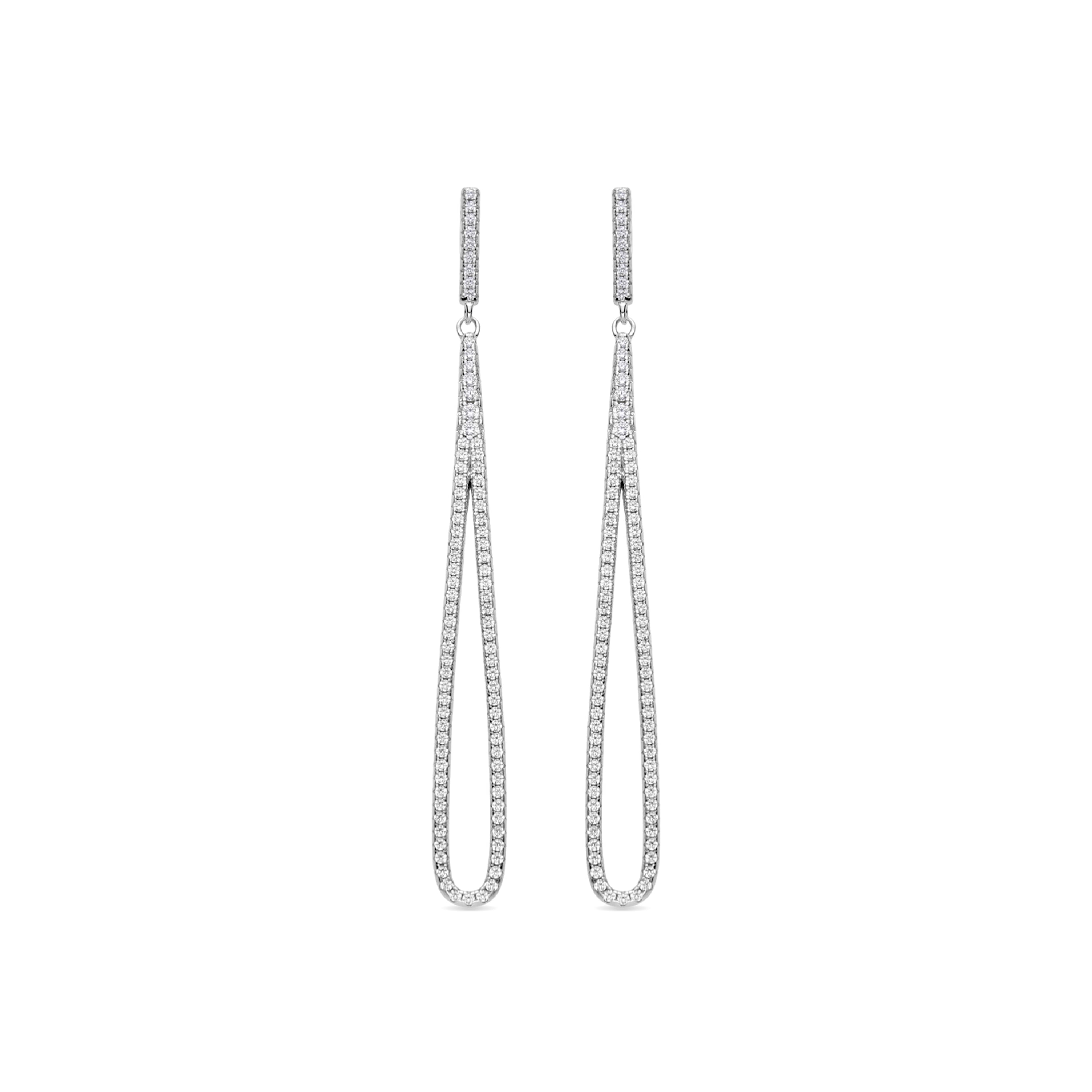 925 Sterling Silver Earrings with Brilliant Zirconia finished in rhodium - Xiyah