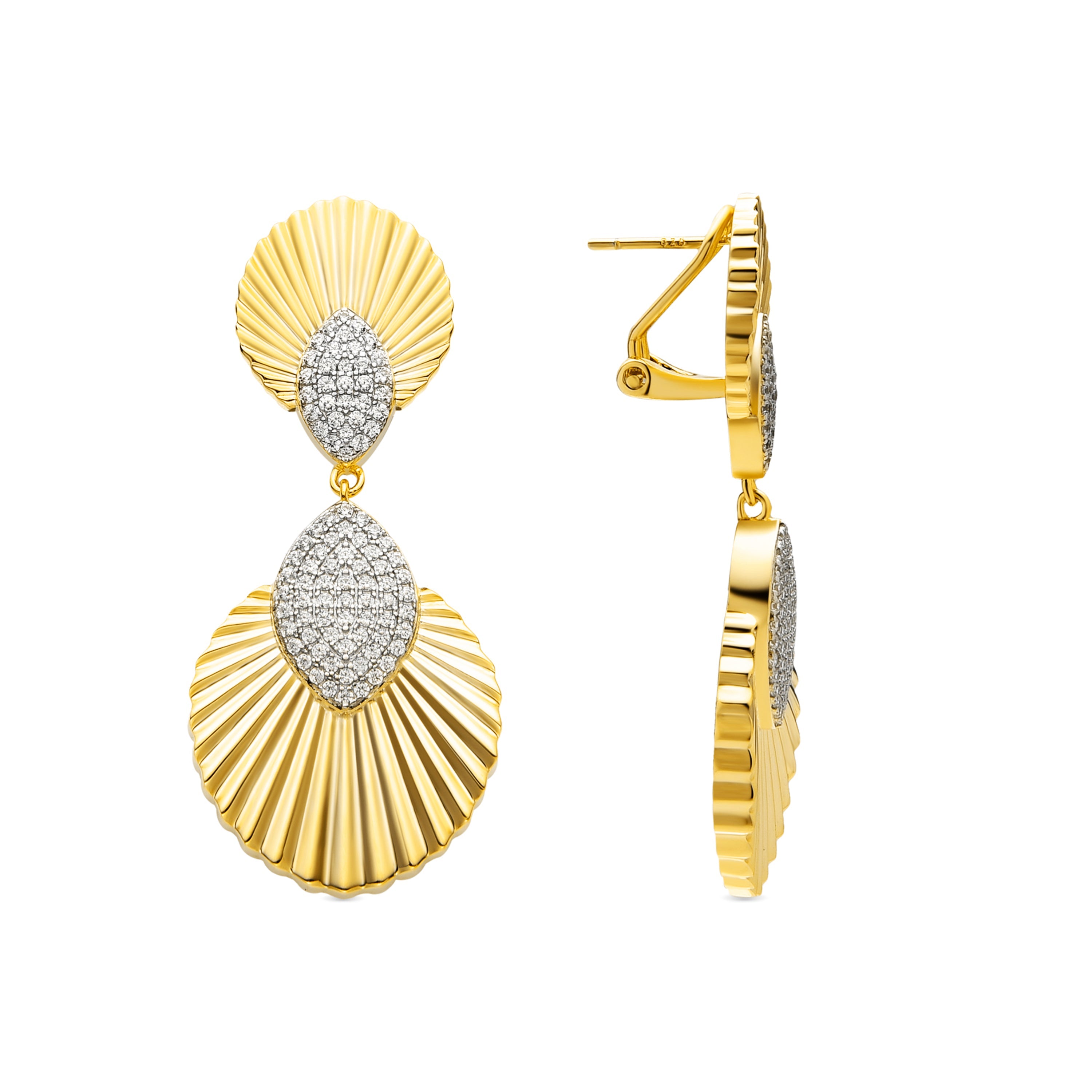 925 Sterling Silver Earrings with Brilliant Zirconia finished in 18k gold - Drakfar