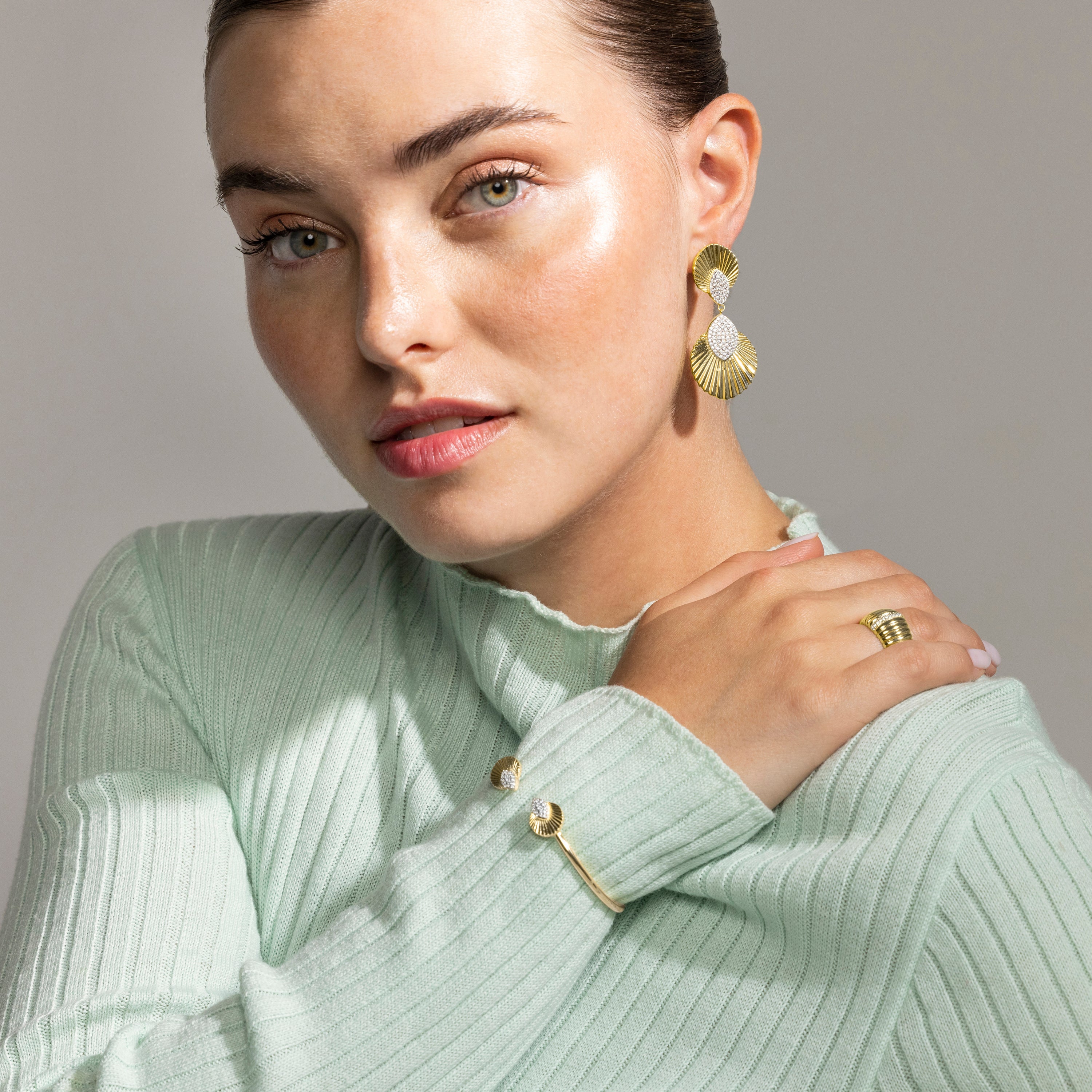 Pendientes de Plata de Ley 925 y Circonita Brillante acabado oro 18k - Drakfar