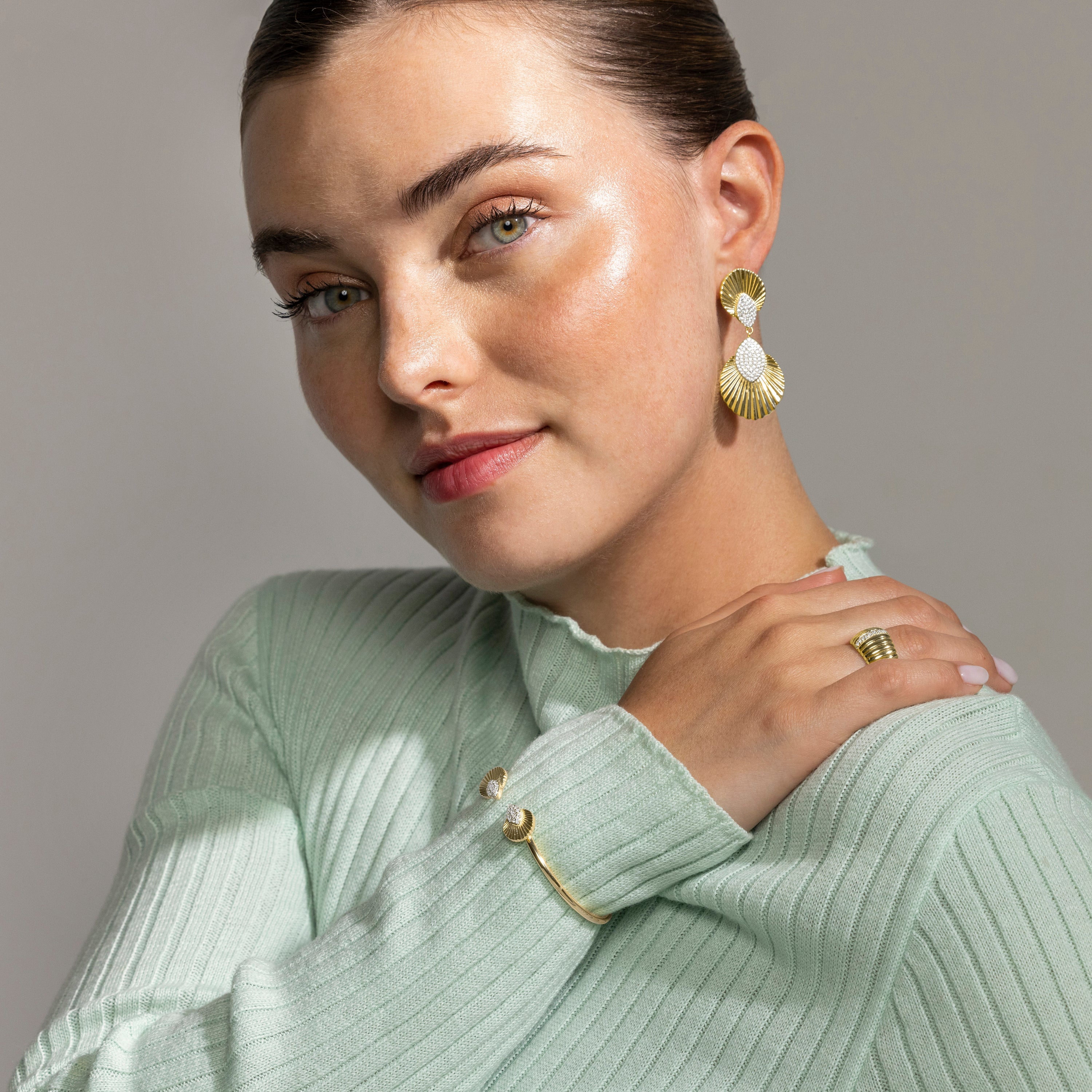 Pendientes de Plata de Ley 925 y Circonita Brillante acabado oro 18k - Drakfar