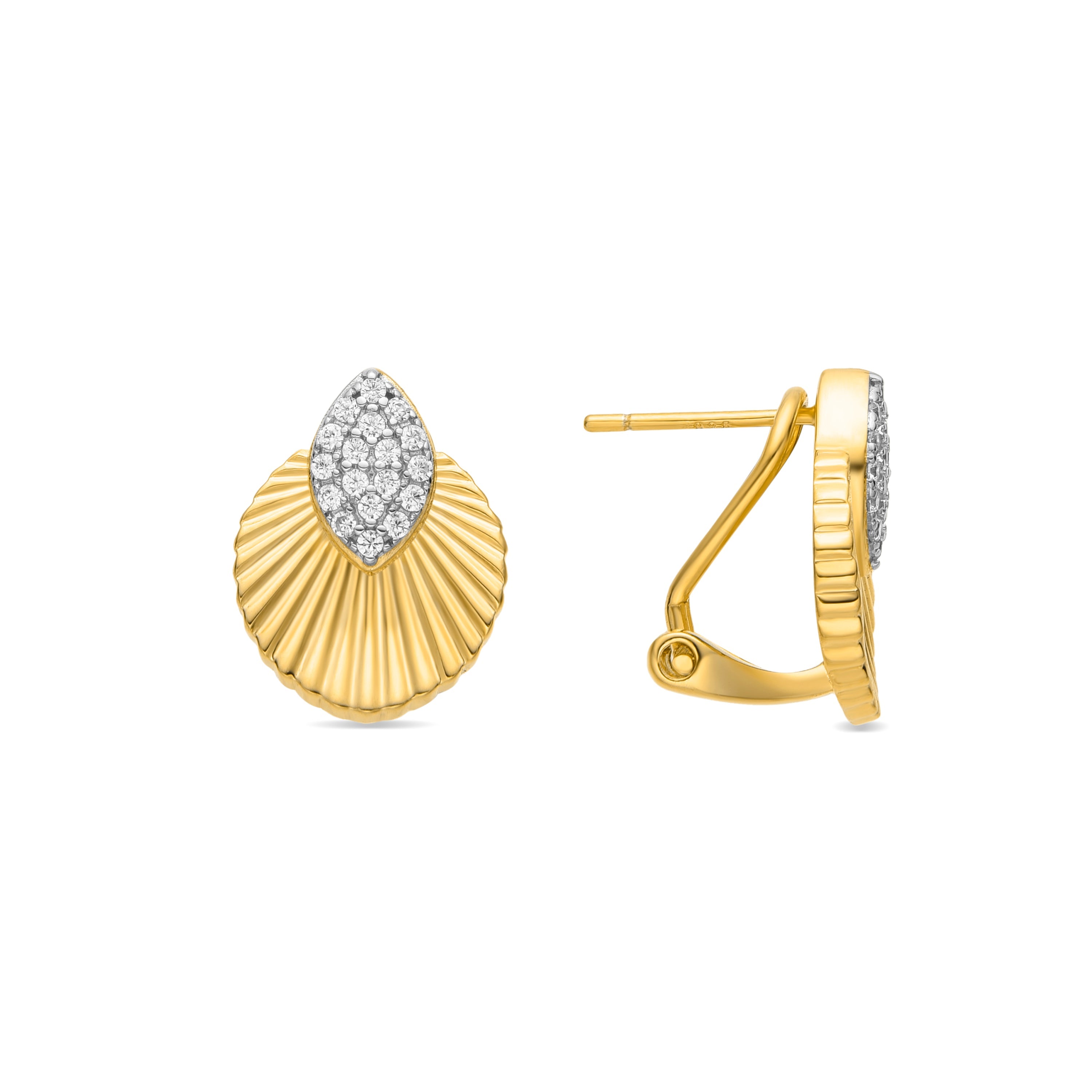 925 Sterling Silver Earrings with Brilliant Zirconia finished in 18k gold - Kangva