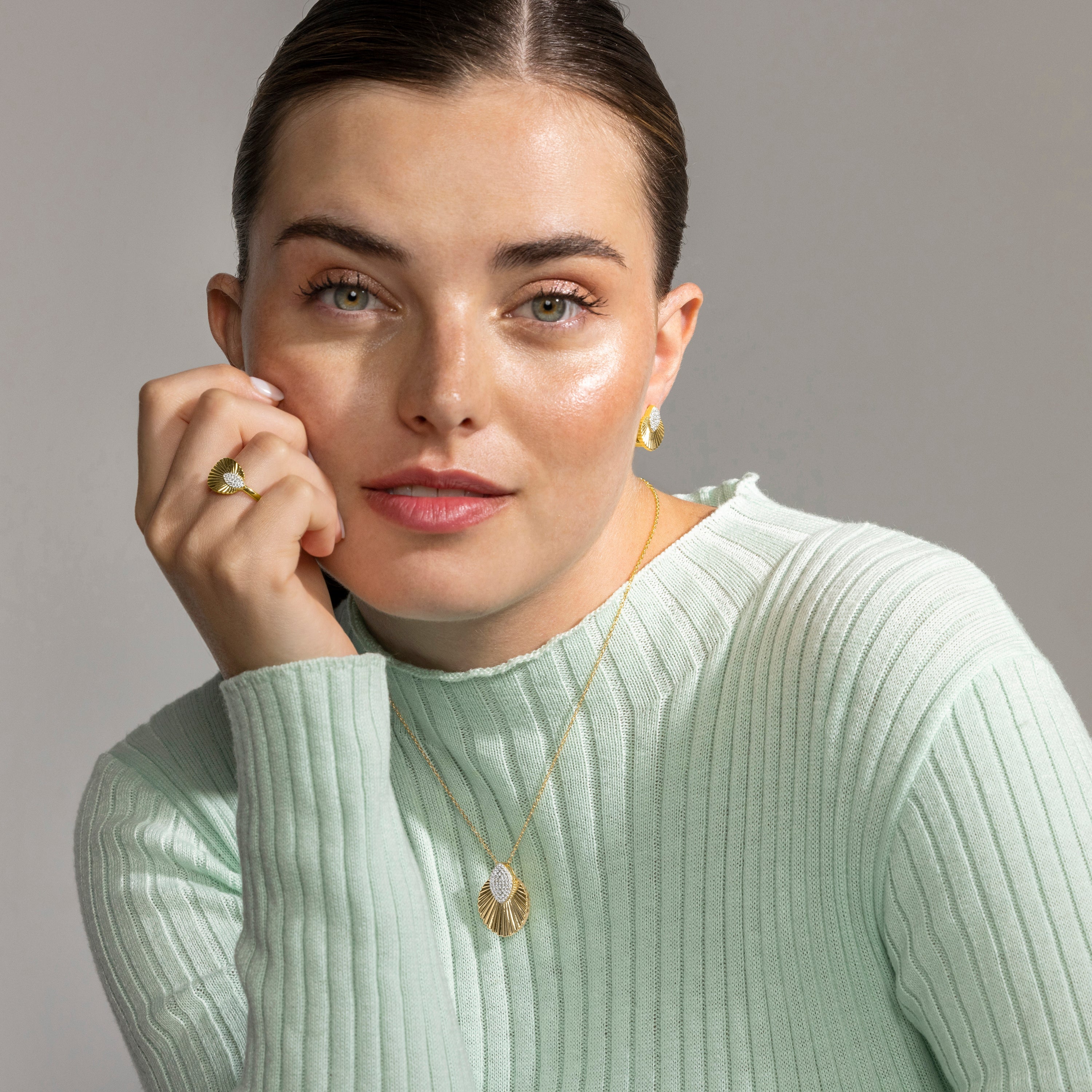 Pendientes de Plata de Ley 925 y Circonita Brillante acabado oro 18k - Kangva