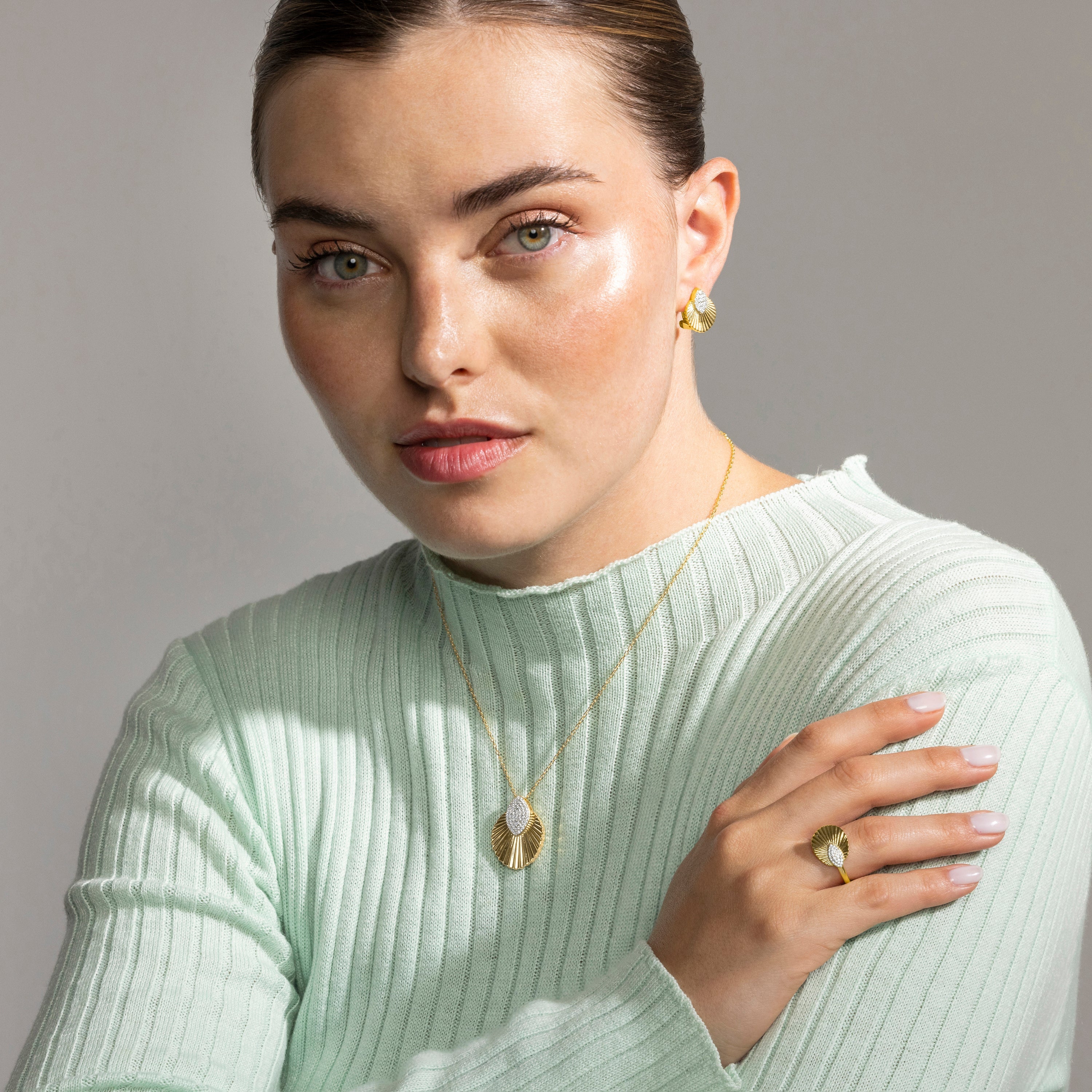Pendientes de Plata de Ley 925 y Circonita Brillante acabado oro 18k - Kangva