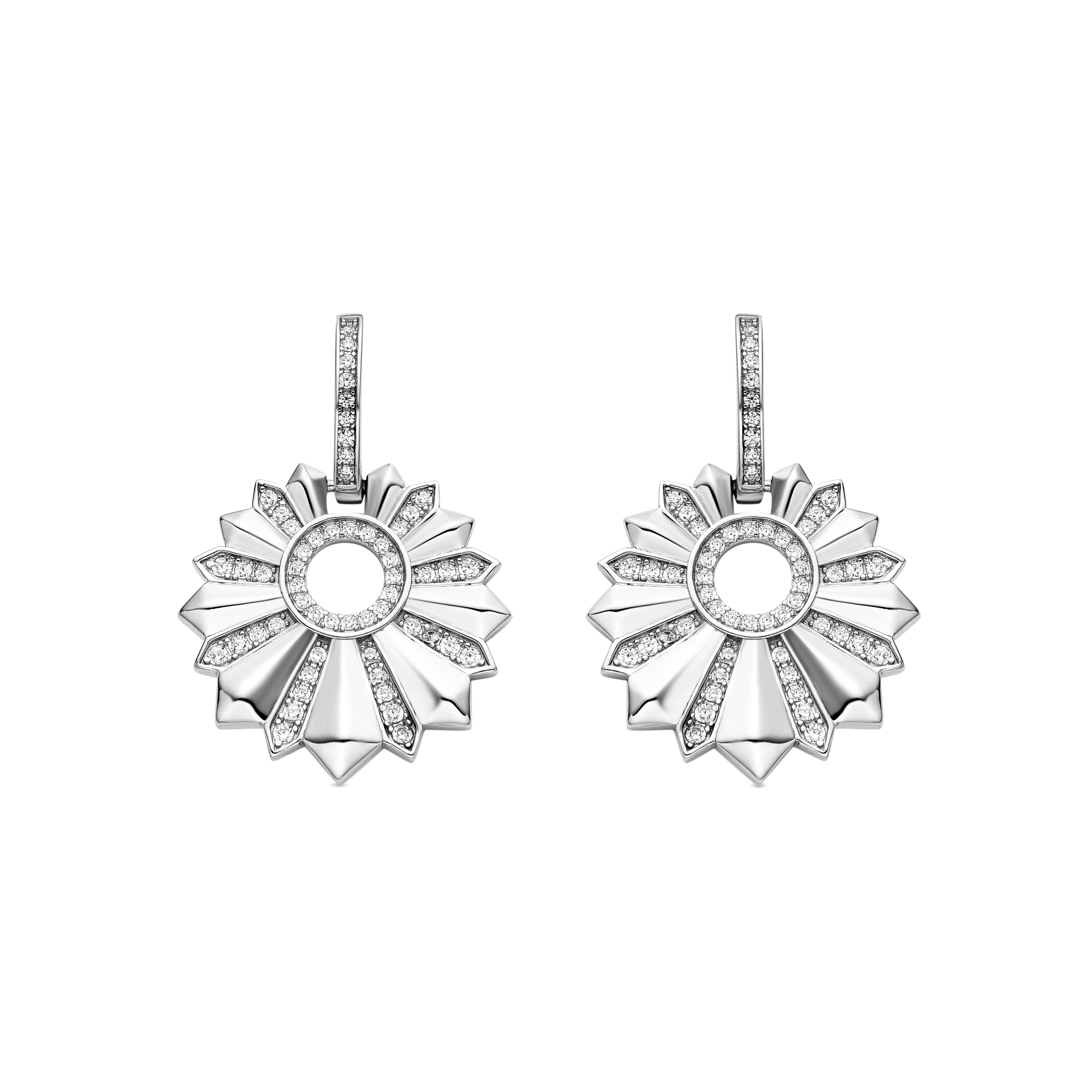925 Sterling Silver Earrings with Brilliant Zirconia finished in Rhodium - Saneda