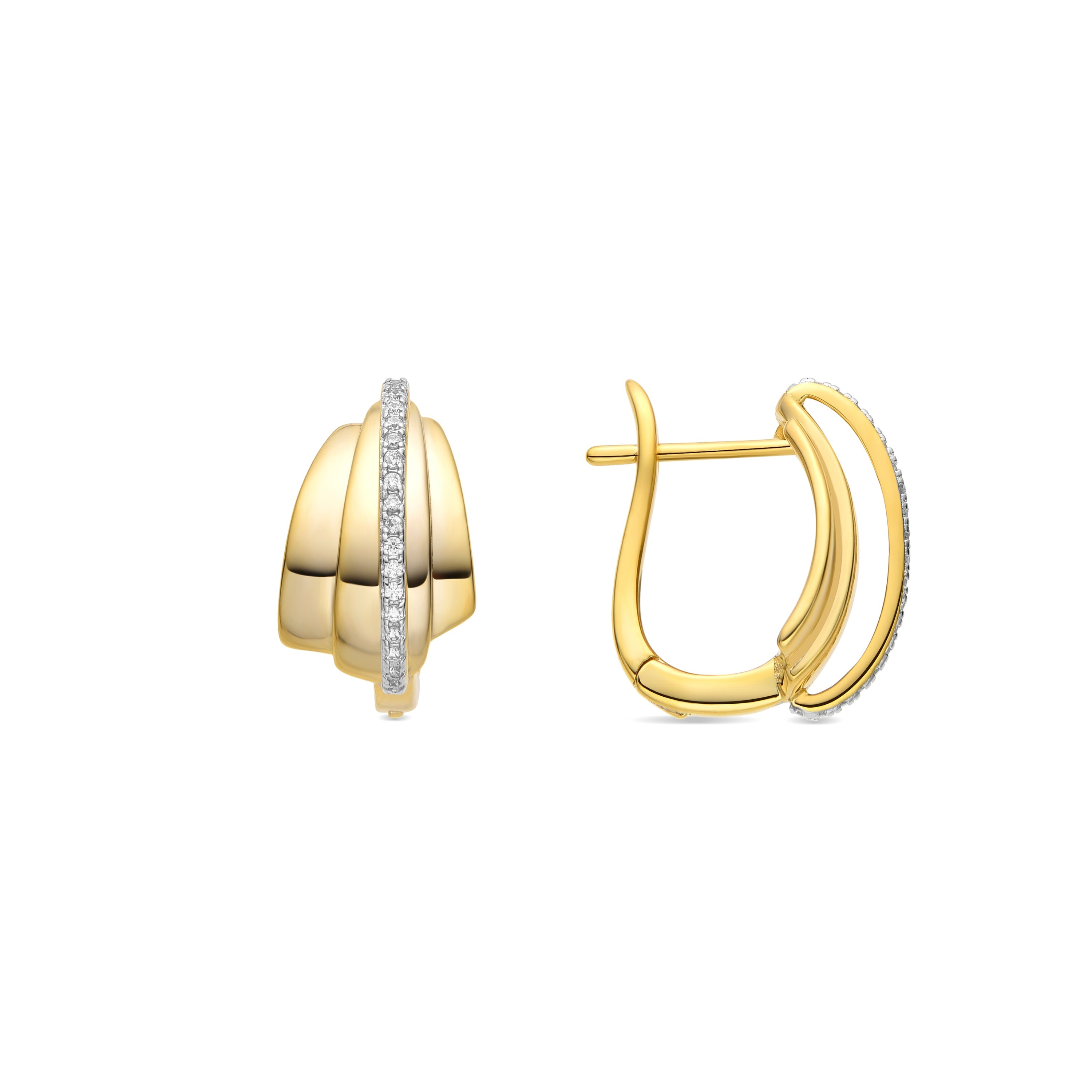 925 Sterling Silver Earrings with Brilliant Zirconia finished in 18k gold - Makho