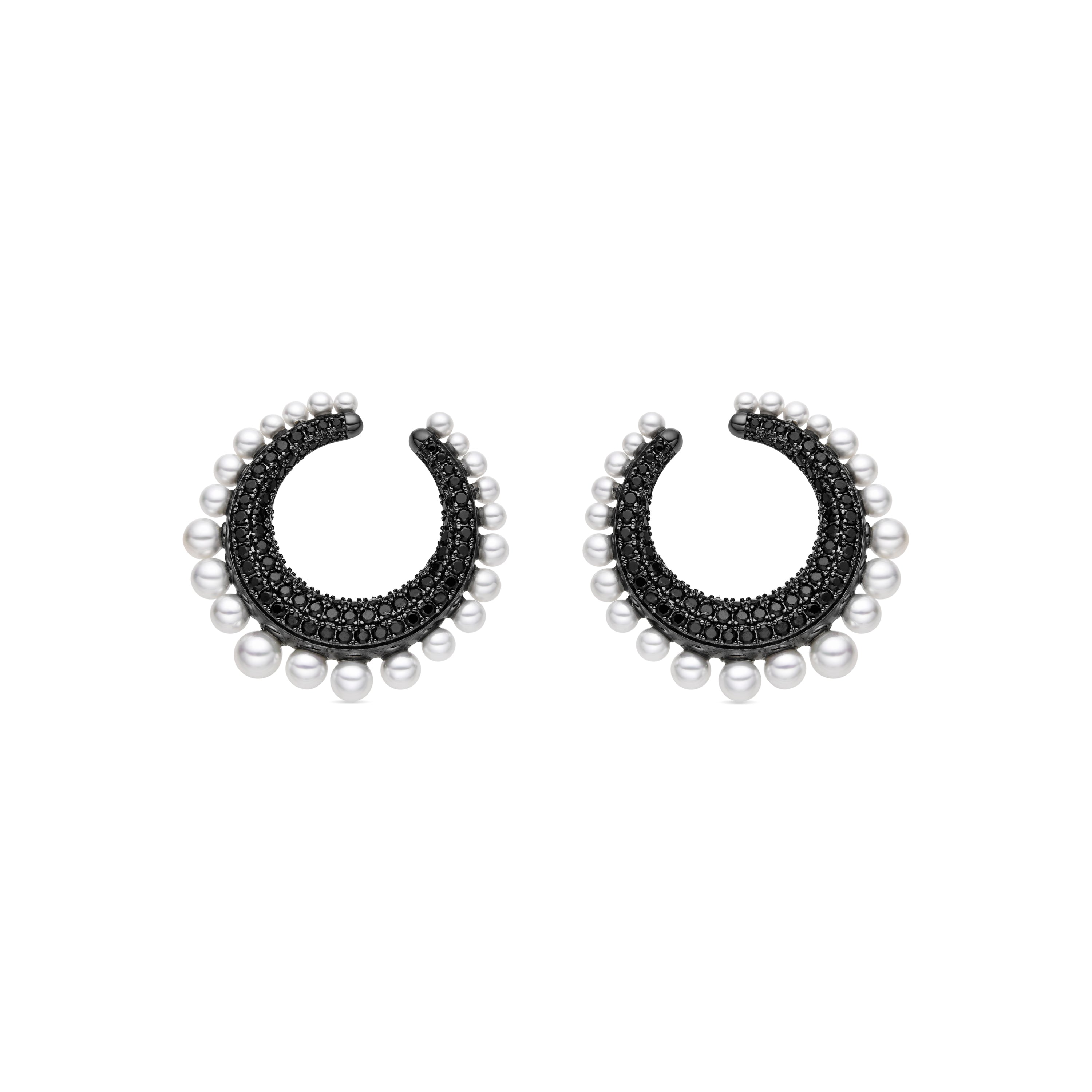 925 Sterling Silver Earrings with Onyx Zirconia finished in rhodium - Othas