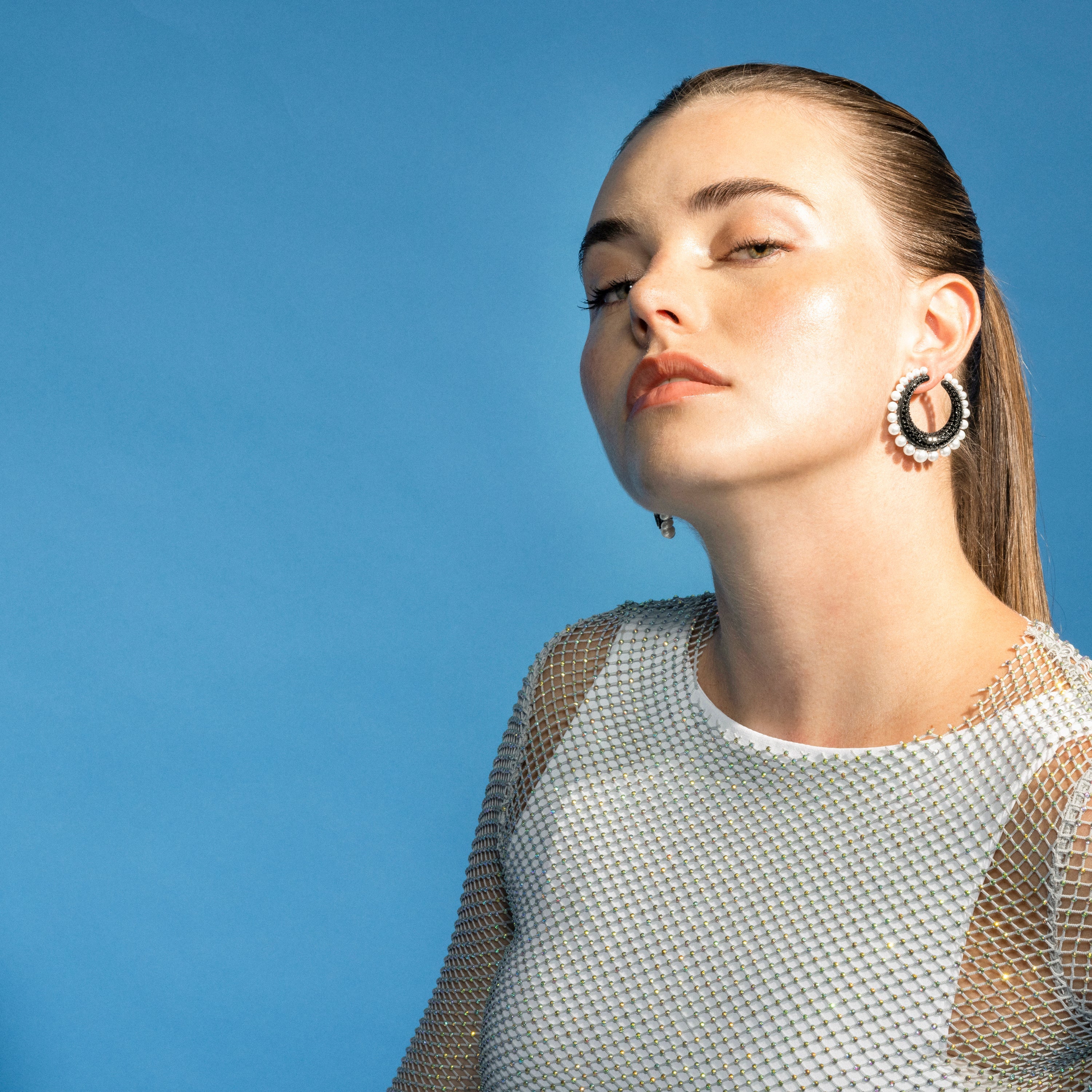 925 Sterling Silver Earrings with Onyx Zirconia finished in rhodium - Othas