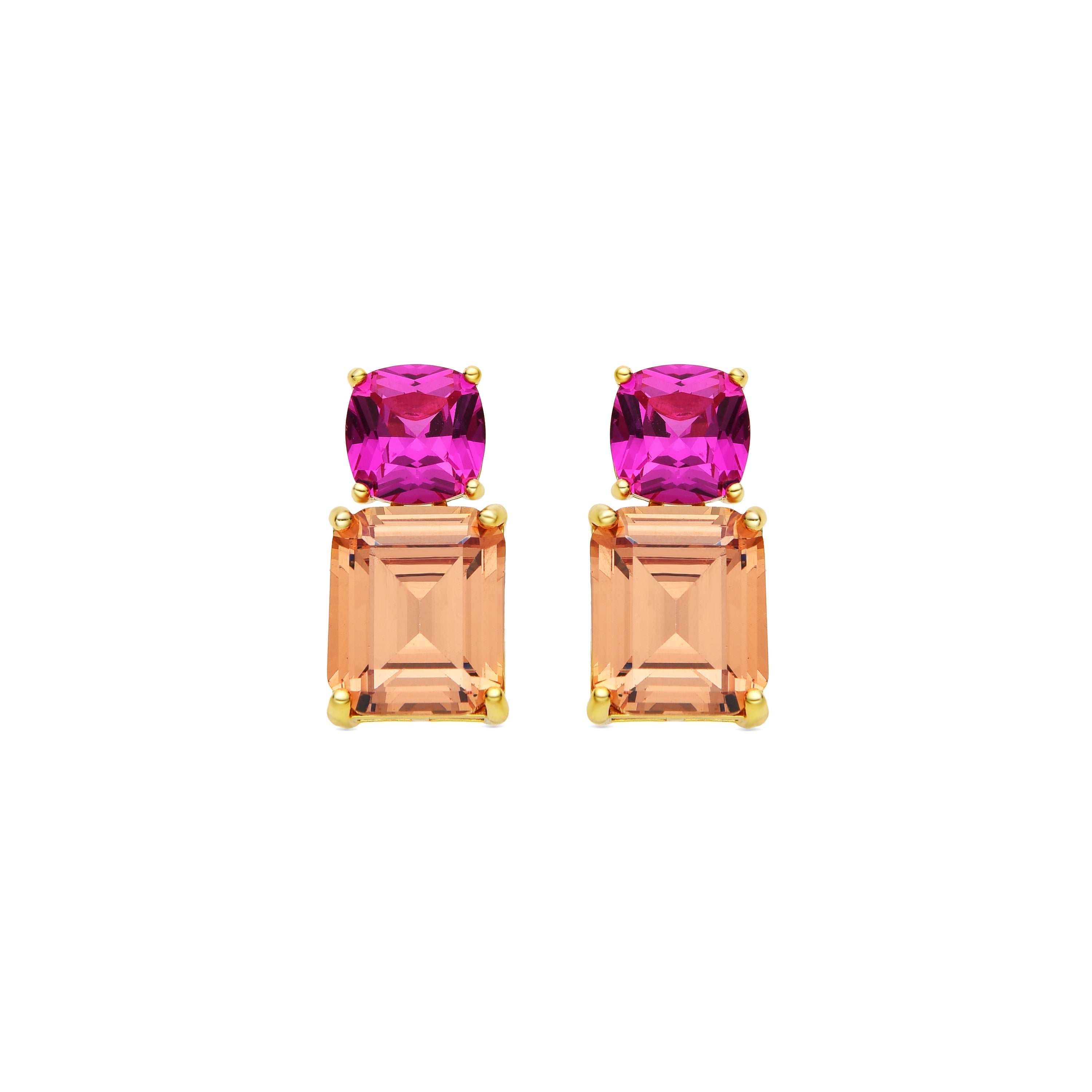 925 Sterling Silver Earrings with Multicolor Hydrothermal Quartz finished in rhodium - Theoa
