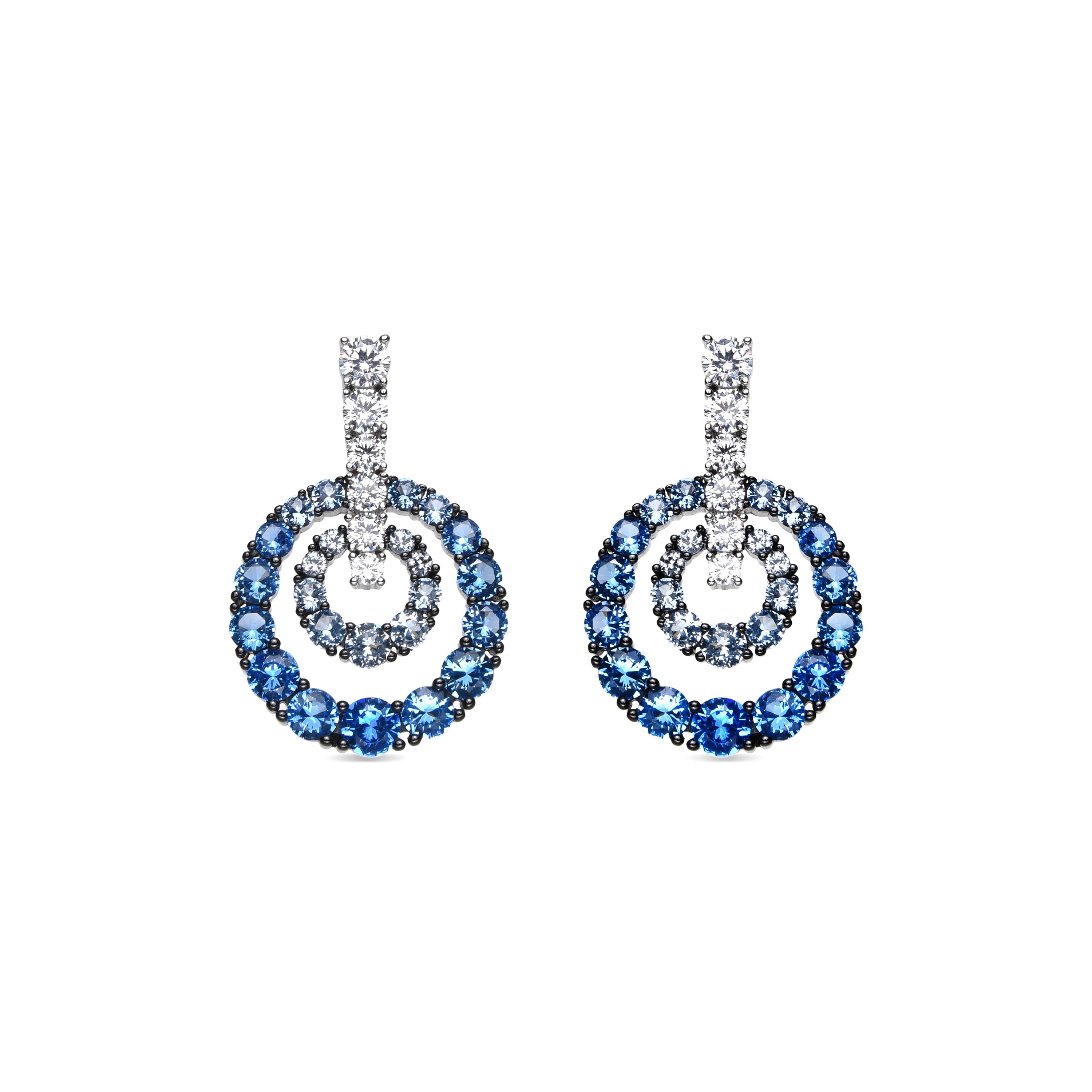 925 Sterling Silver Earrings with Aquamarine Zirconia finished in rhodium - Kraesh