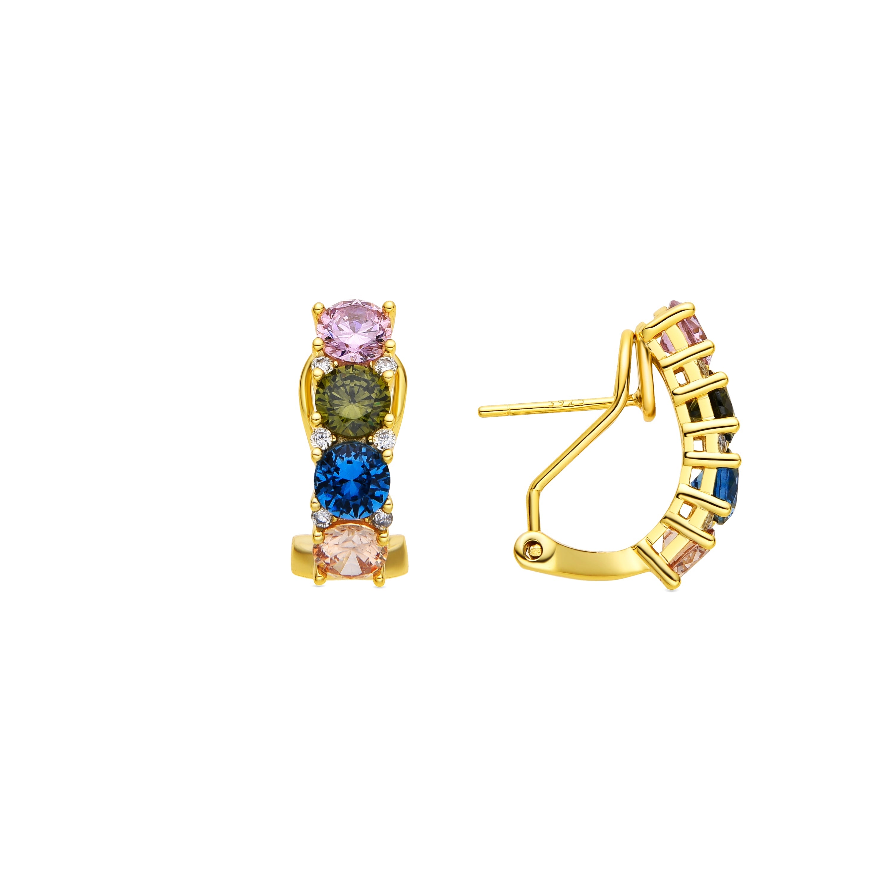 Orecchini in Argento Sterling 925 e Zirconia Multicolore con finitura in oro 18k - Lymo