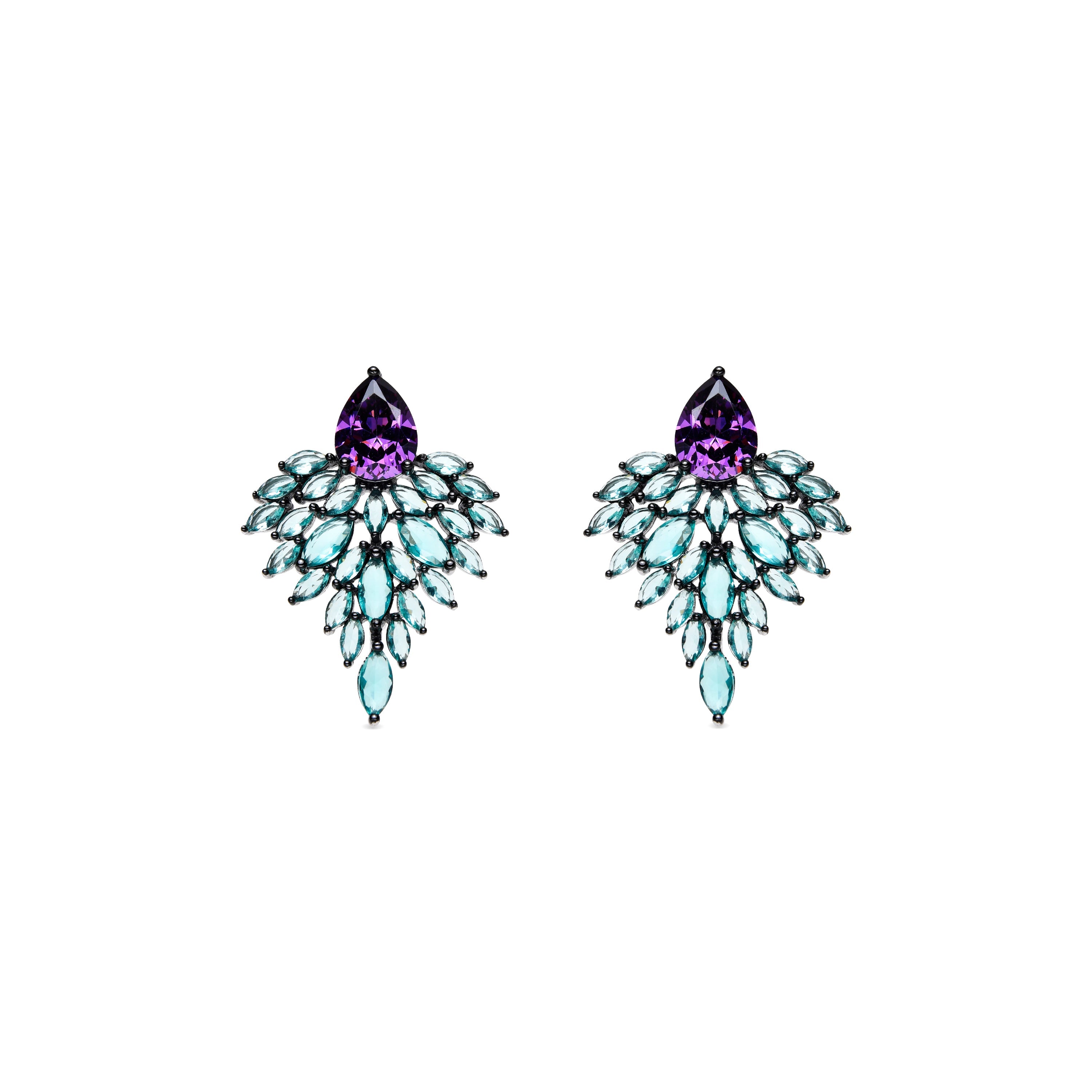 Pendientes de Plata de Ley 925 y Circonita Esmeralda acabado oro 18k - Maylax