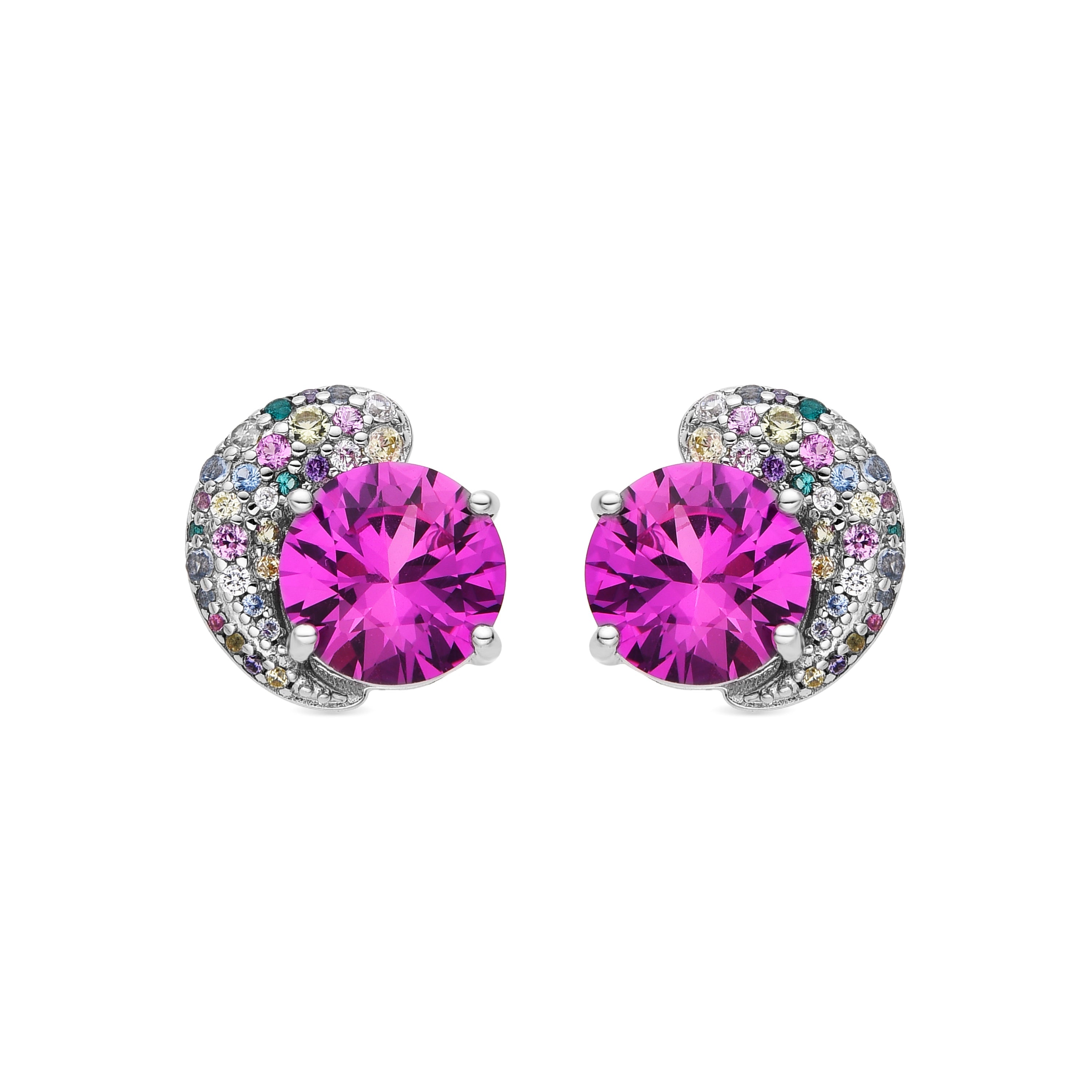 Orecchini in Argento Sterling 925 e Zirconia Multicolore con finitura in oro 18k - Zynsi