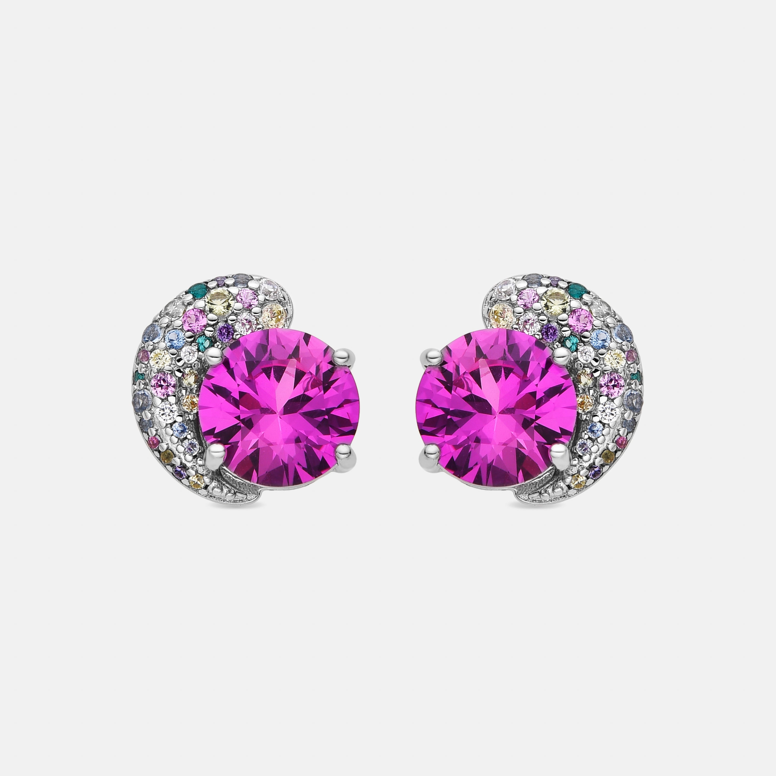 Orecchini in Argento Sterling 925 e Zirconia Multicolore con finitura in oro 18k - Zynsi
