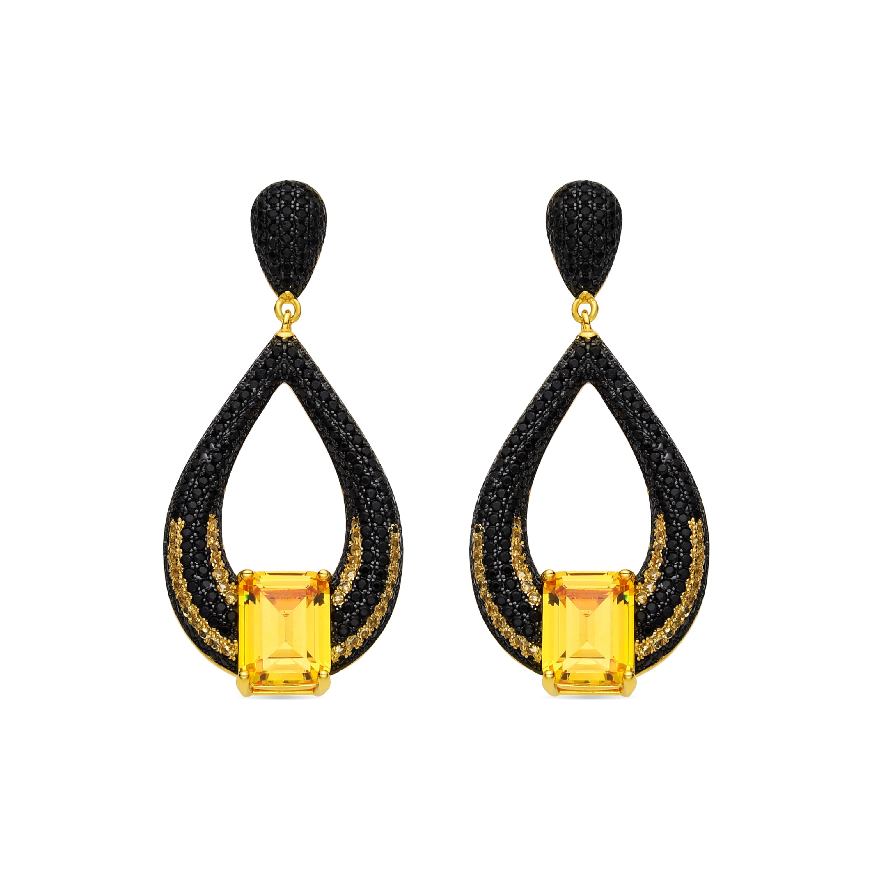 925 Sterling Silver Earrings with Onyx Zirconia finished in rhodium - Udrol
