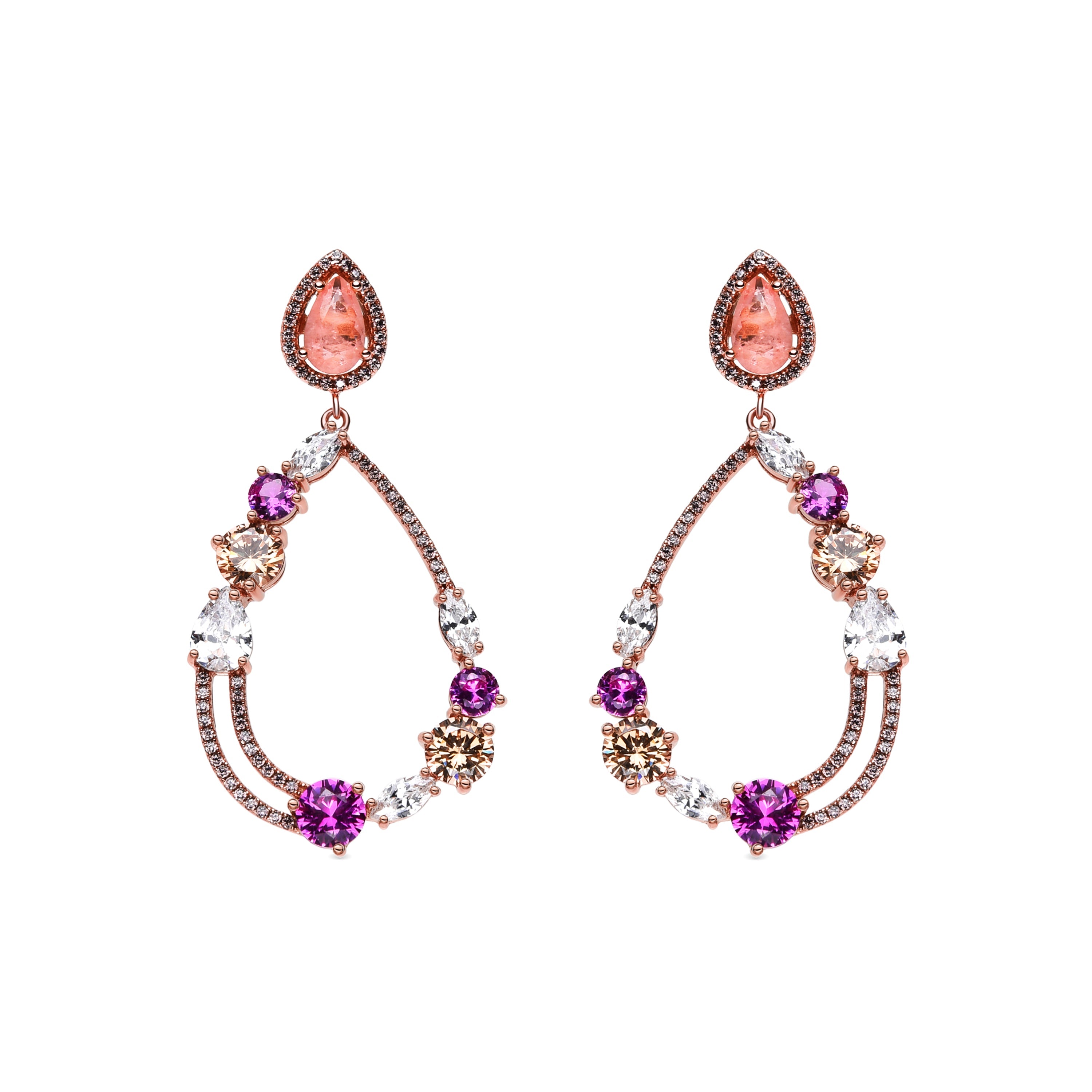 Orecchini in Argento Sterling 925 e Zirconia Multicolore con finitura in oro 18k - Overash