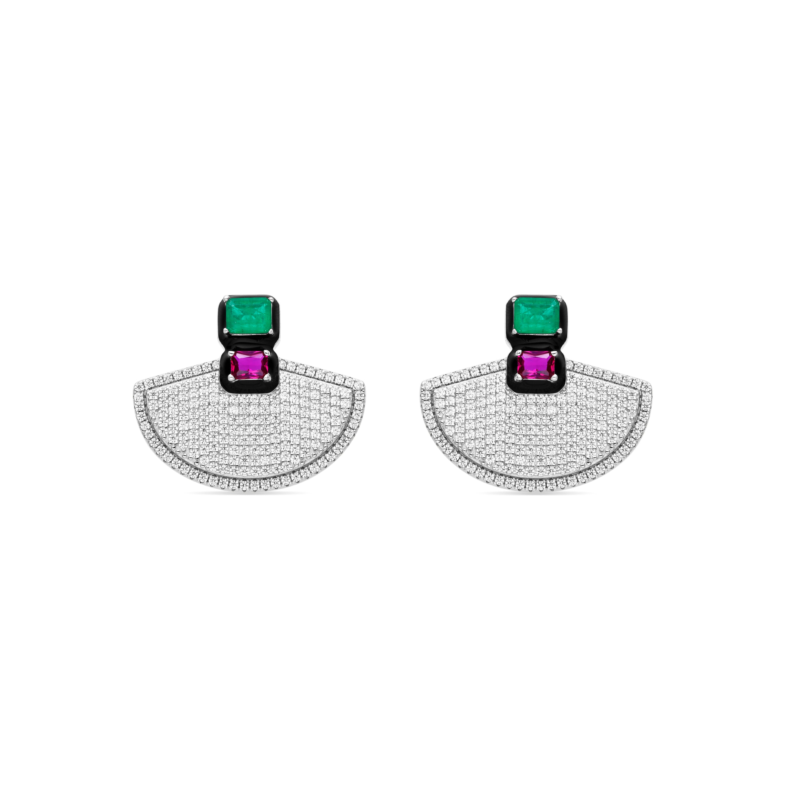 Pendientes de Plata de Ley 925 y Circonita Multicolor acabado en rodio - Kena